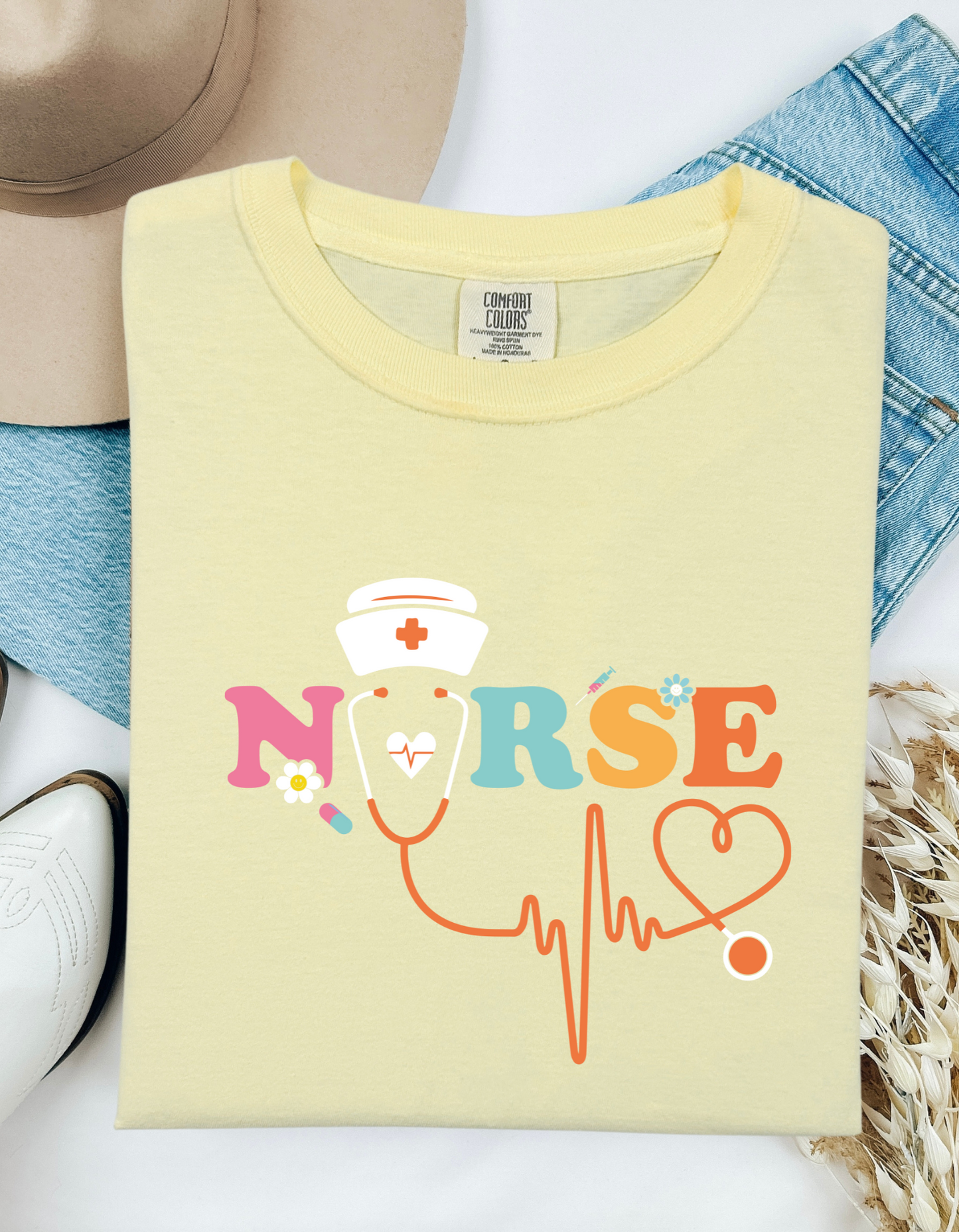 Comfort Colors® Nurse Graphic T-Shirt – Cute & Comfy Tee for Healthcare Heroes