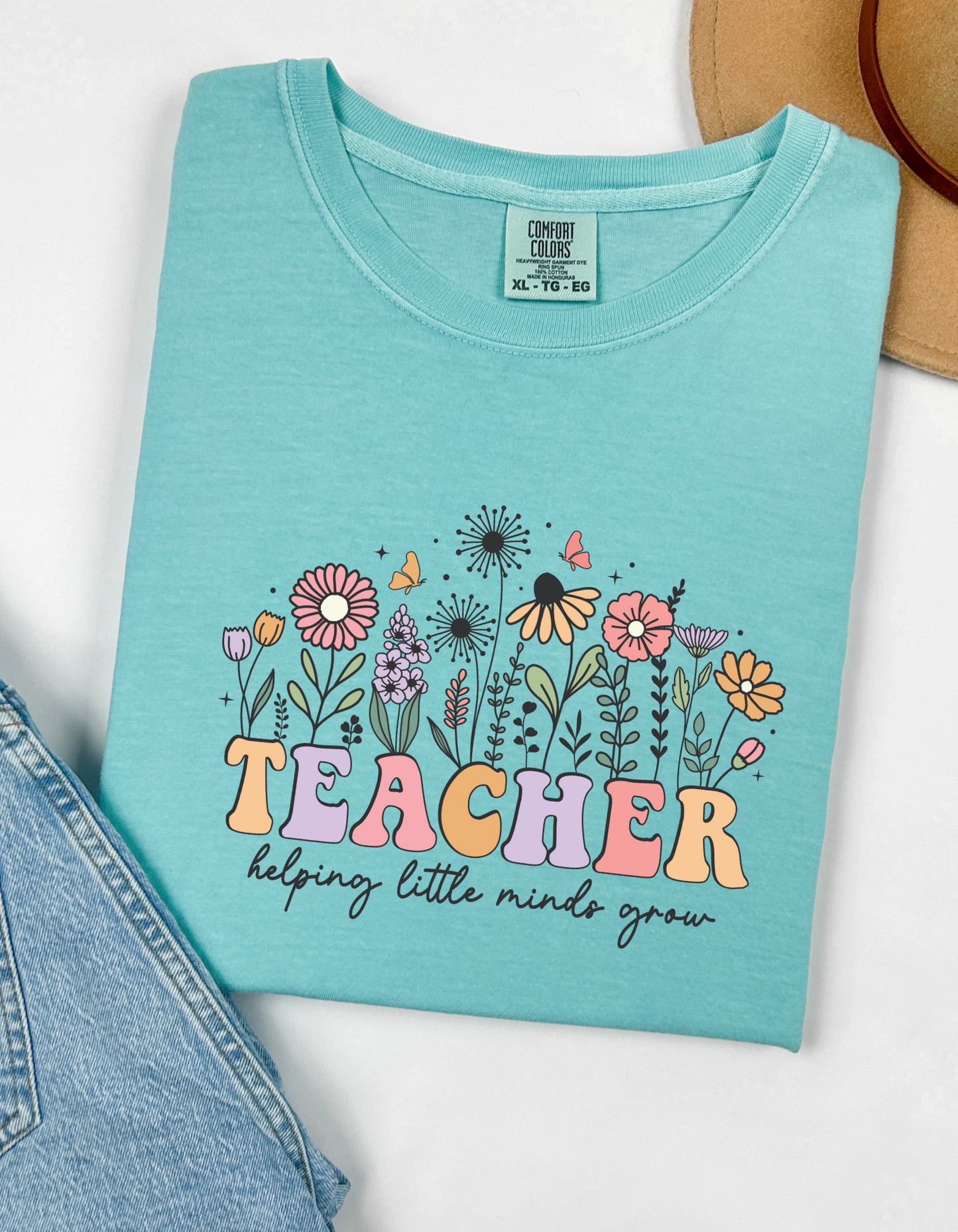 Helping Little Minds Grow Graphic Tee – Comfort Colors Teacher Shirt, Cute Educational T-Shirt