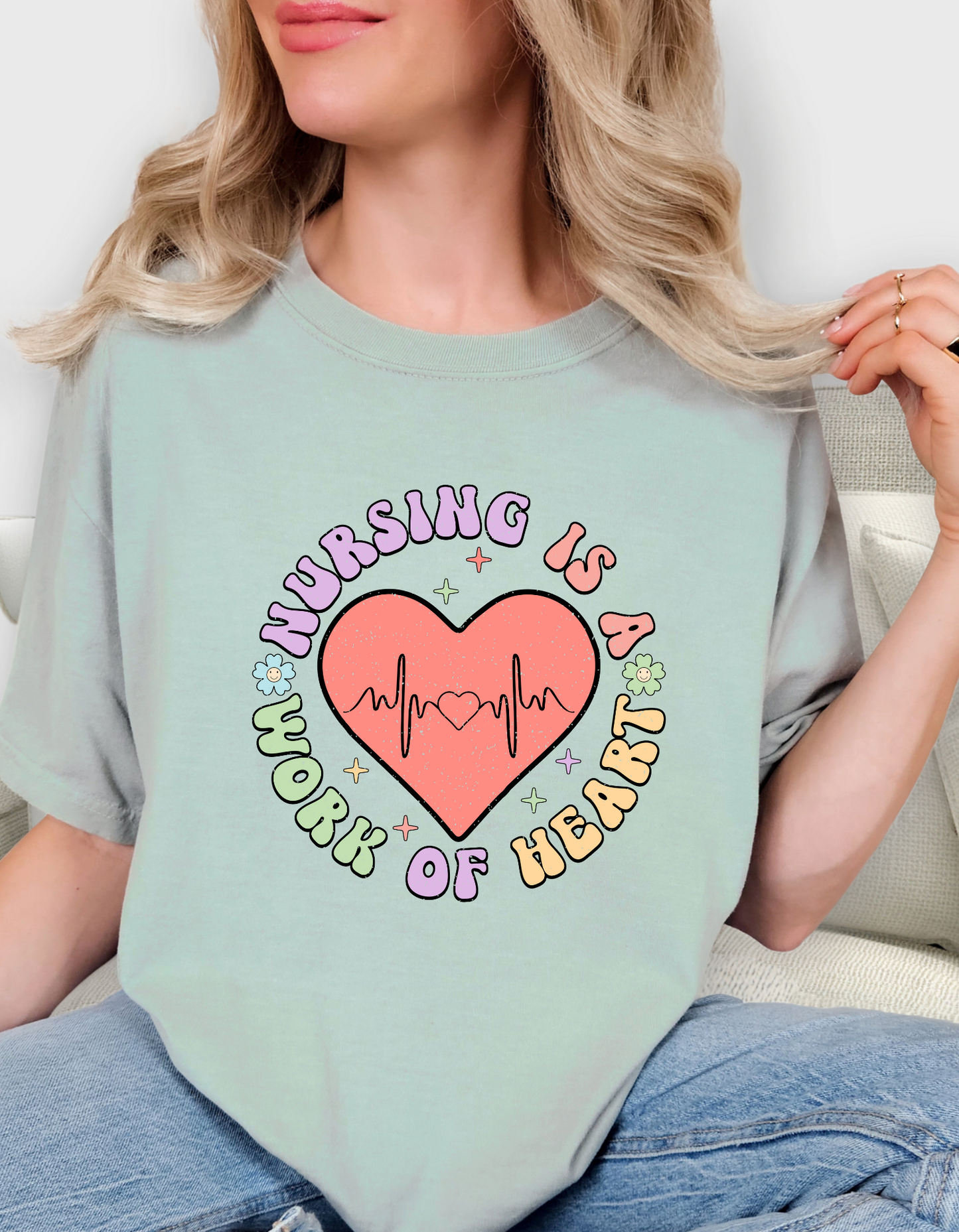 Comfort Colors® "Nursing Is a Work of Heart" Graphic T-Shirt – Thoughtful Gift for Nurses