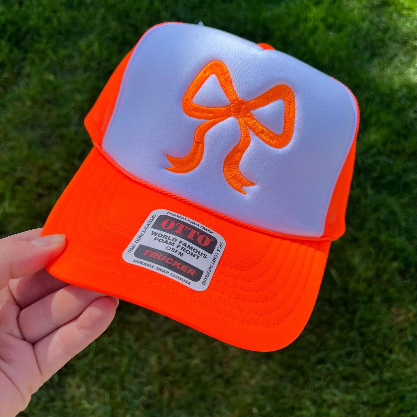 Embroidered 'Bow' Snapback Cap | Retro Style Bow Hat | Cute Bow Trucker Hat | Otto 39-165