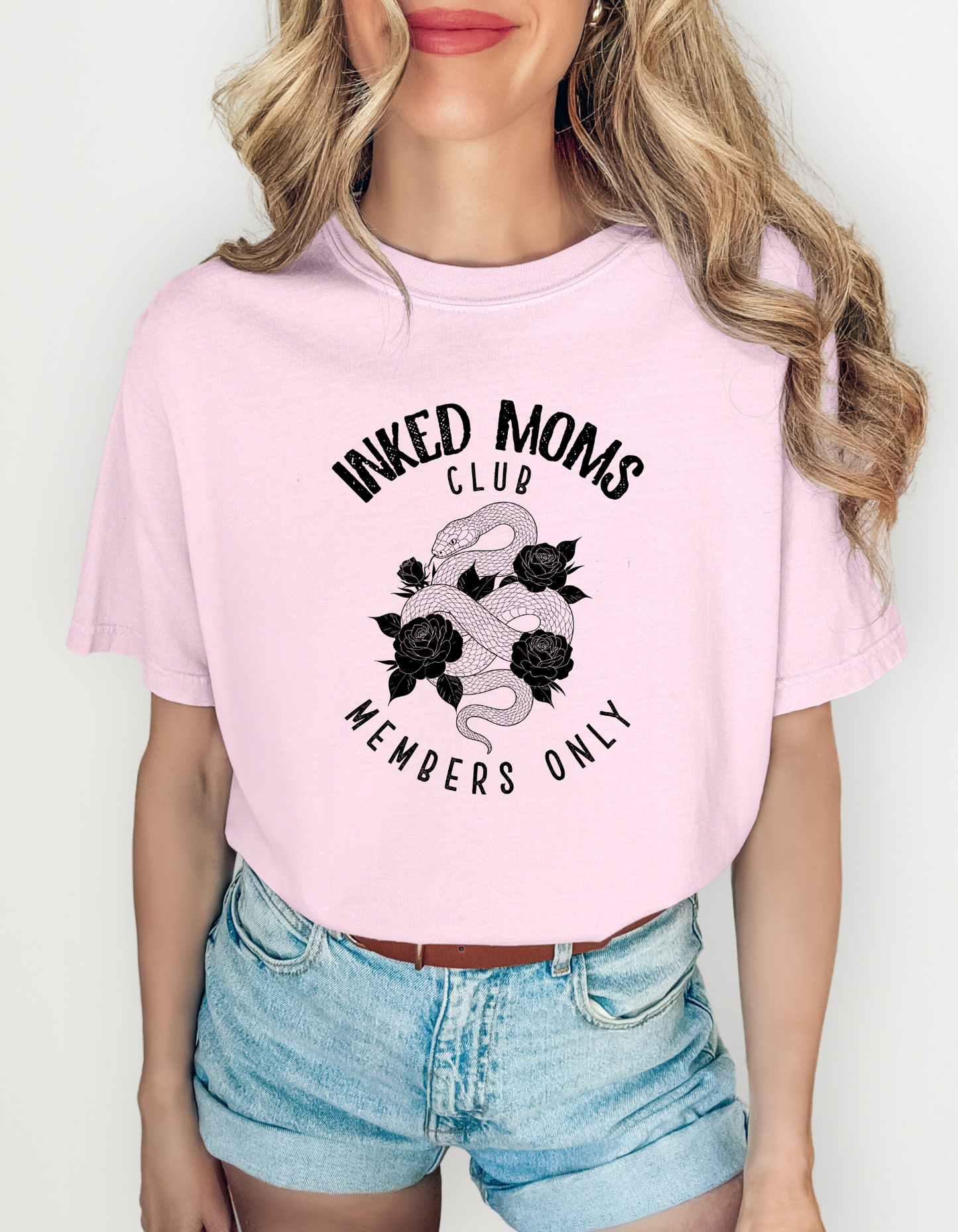 Inked Mom Club - Checkered Graphic Comfort Color Tee – Soft & Stylish T-Shirt for Moms