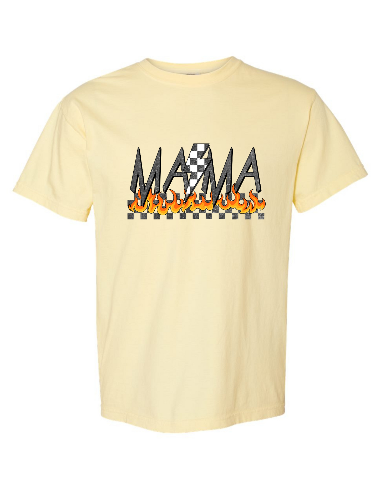 Comfort Color 'Mama' Tee with Flame Graphic - Stylish & Cozy Graphic T-Shirt