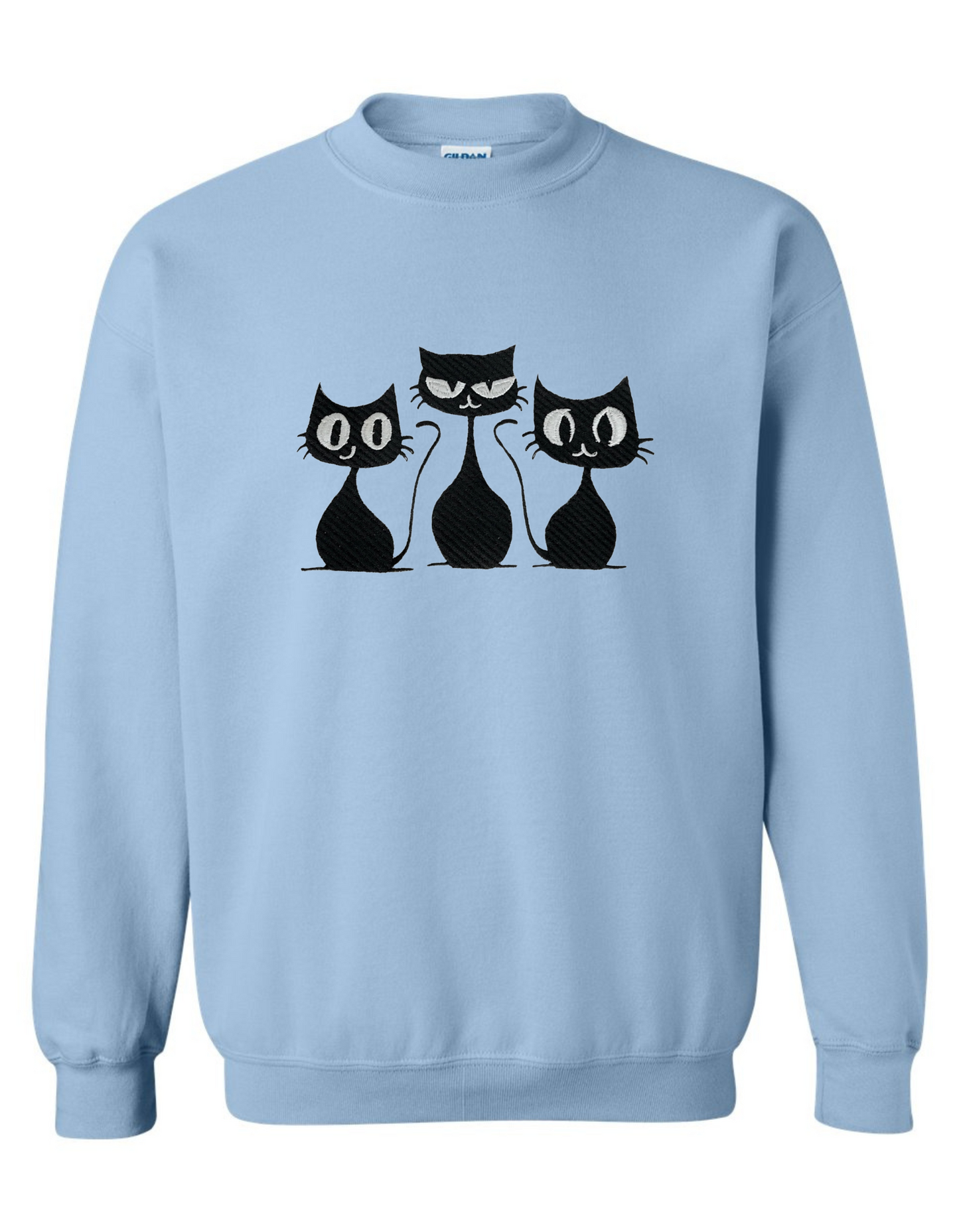 Embroidered 'Grumpy Cats' Crewneck Sweatshirt - Cat Themed Apparel
