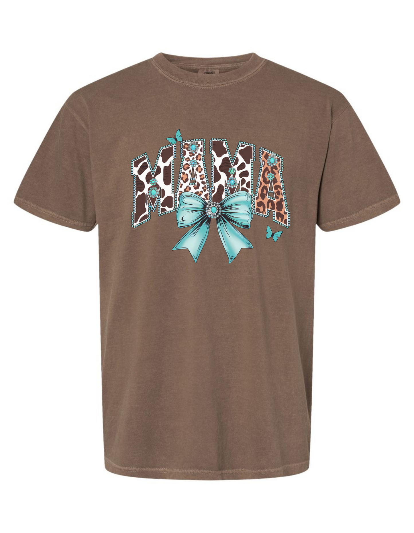 Comfort Colors 'Mama' Animal Print Bow Graphic Tee – Trendy & Cozy