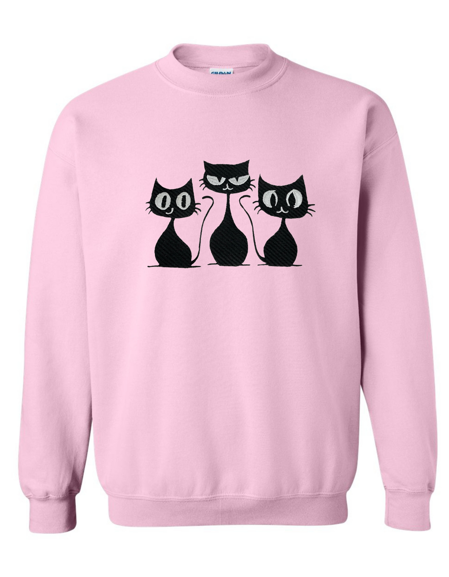 Embroidered 'Grumpy Cats' Crewneck Sweatshirt - Cat Themed Apparel