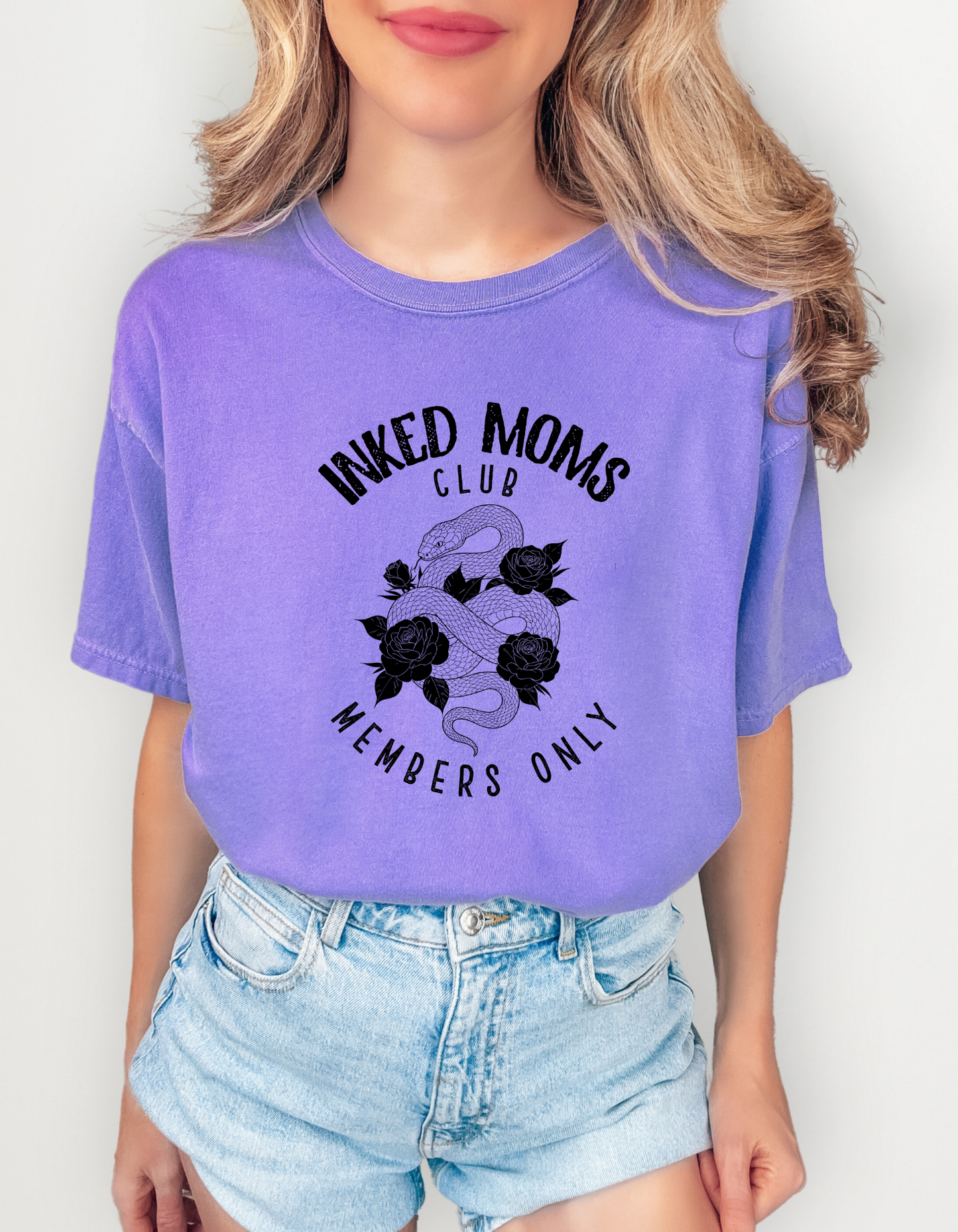 Inked Mom Club - Checkered Graphic Comfort Color Tee – Soft & Stylish T-Shirt for Moms