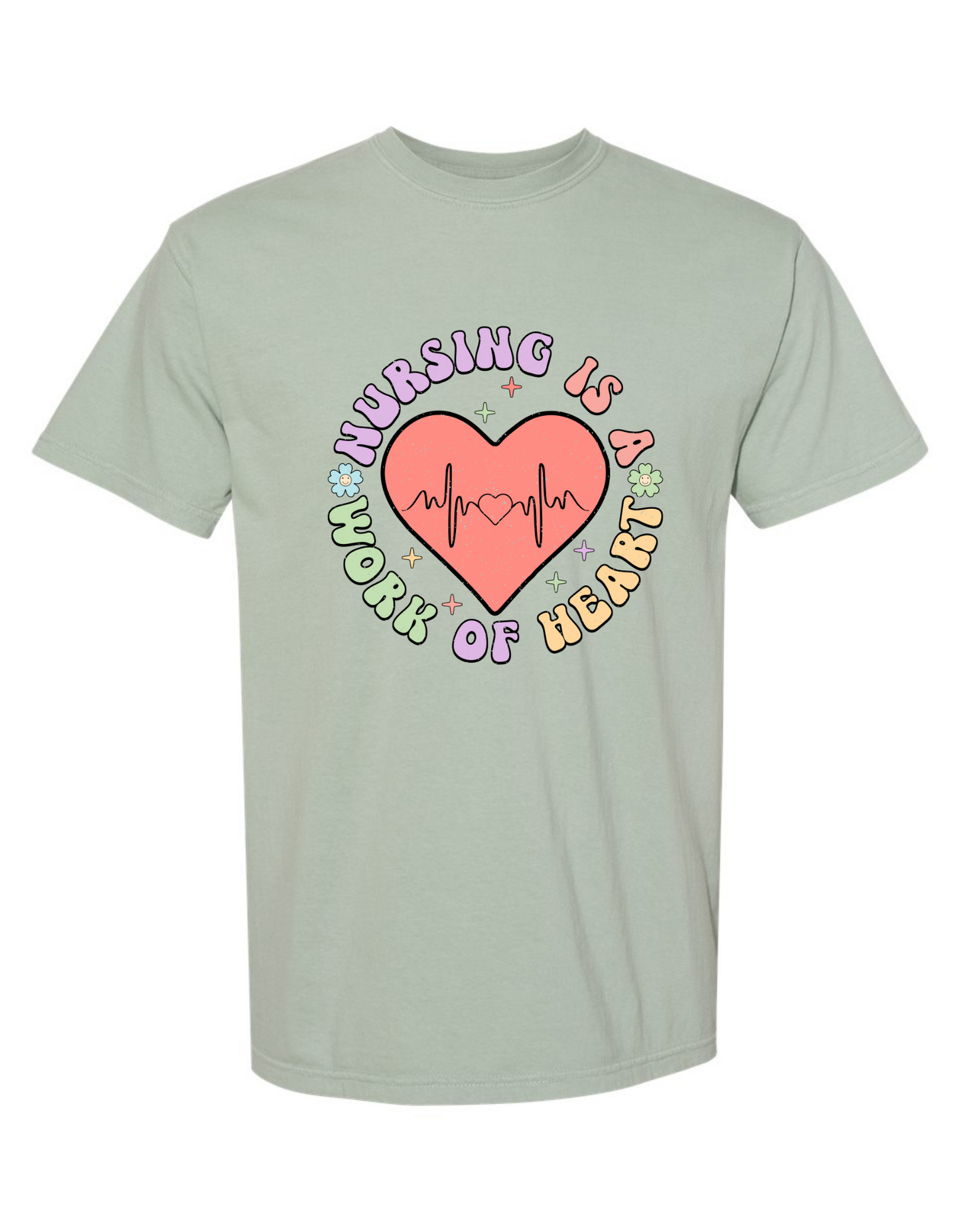 Comfort Colors® "Nursing Is a Work of Heart" Graphic T-Shirt – Thoughtful Gift for Nurses