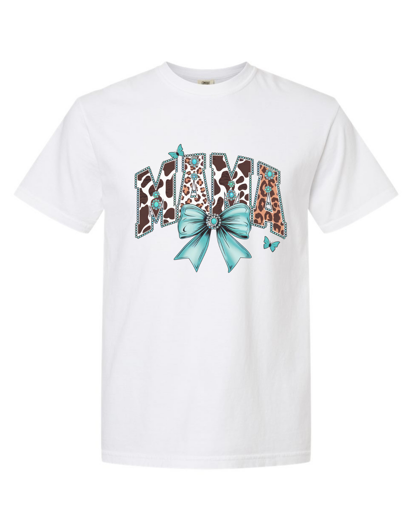 Comfort Colors 'Mama' Animal Print Bow Graphic Tee – Trendy & Cozy