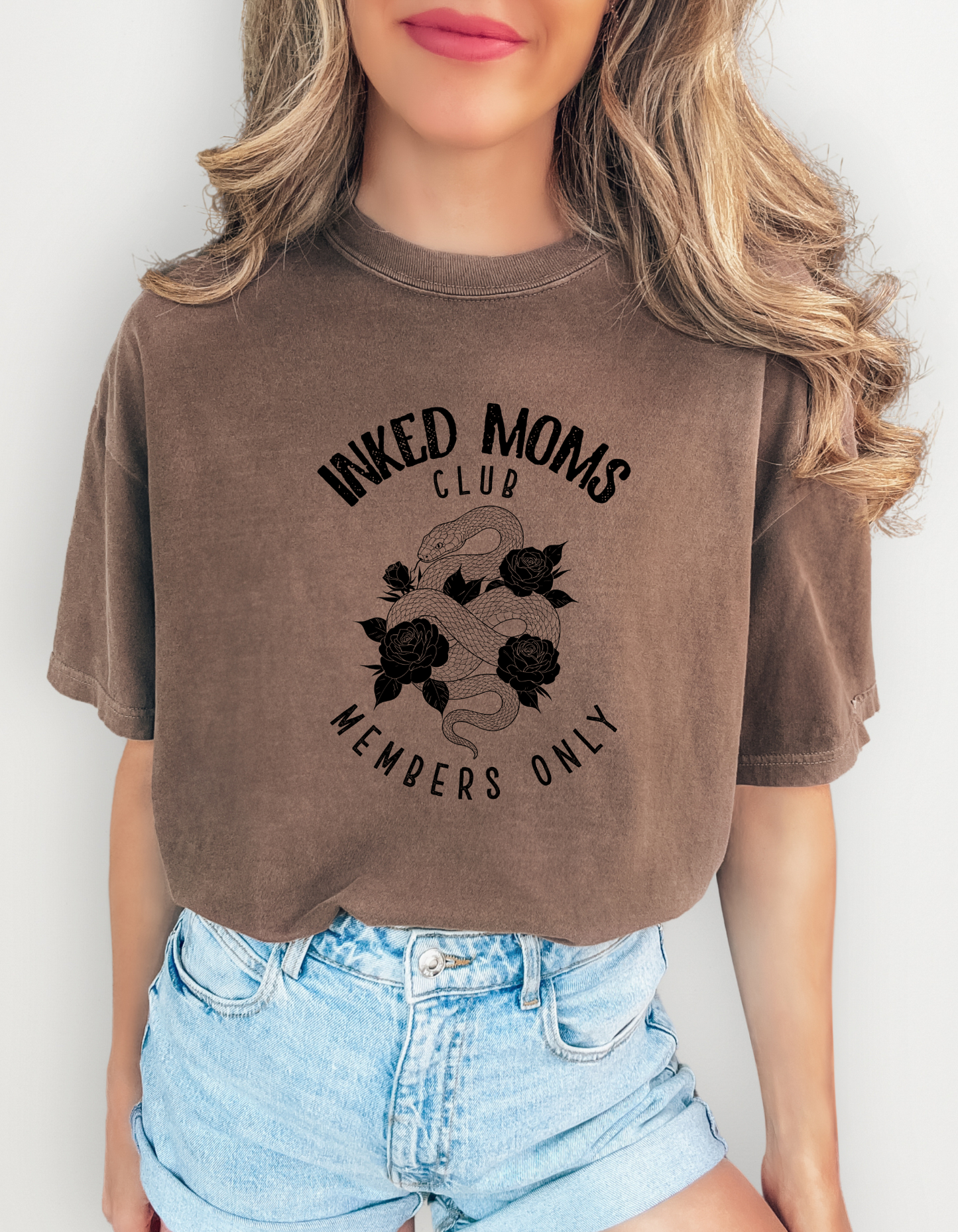 Inked Mom Club - Checkered Graphic Comfort Color Tee – Soft & Stylish T-Shirt for Moms