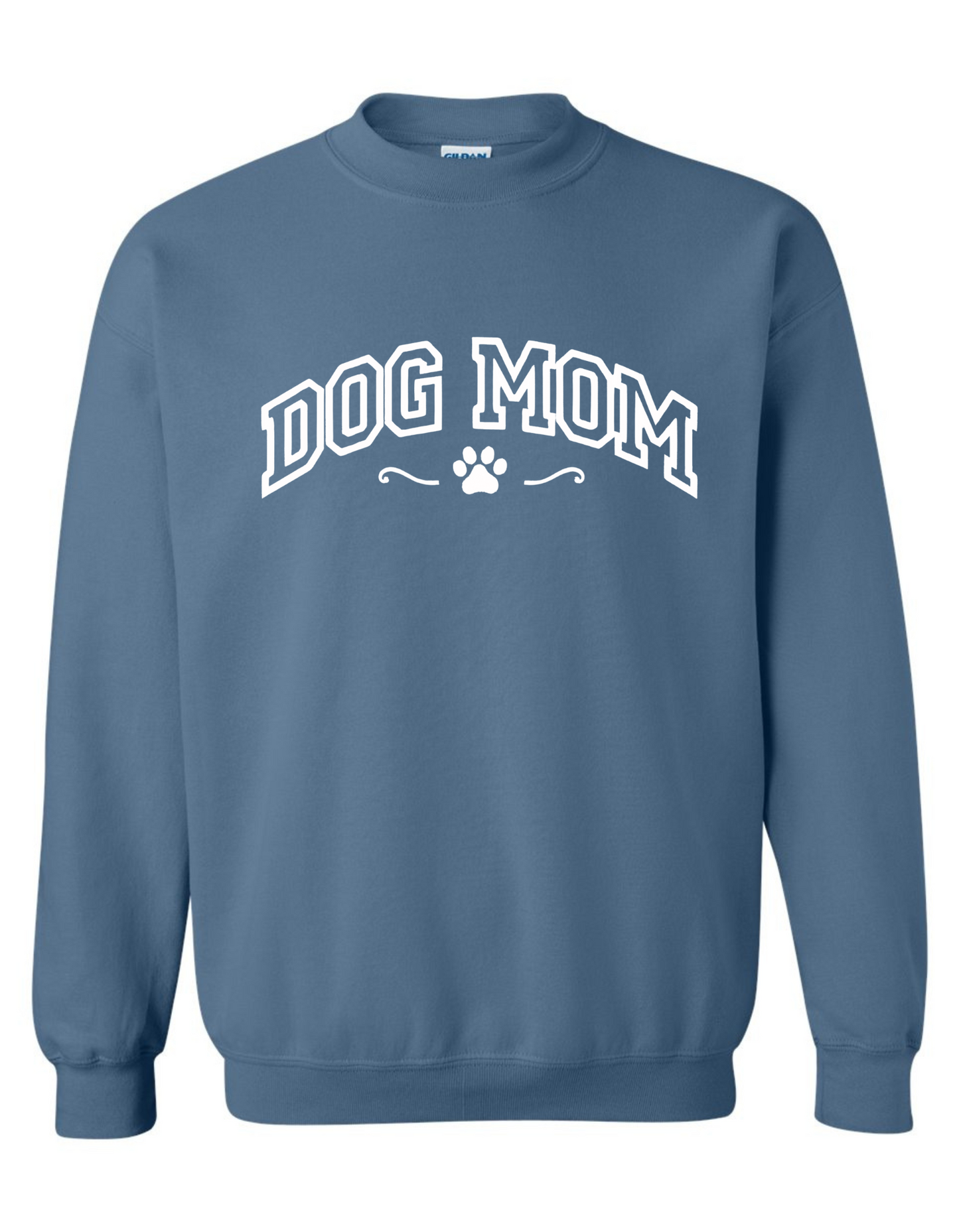 Dog Mom Embroidered Sweatshirt – Cozy Gildan Crewneck Pullover for Women, Pet Lover Gift
