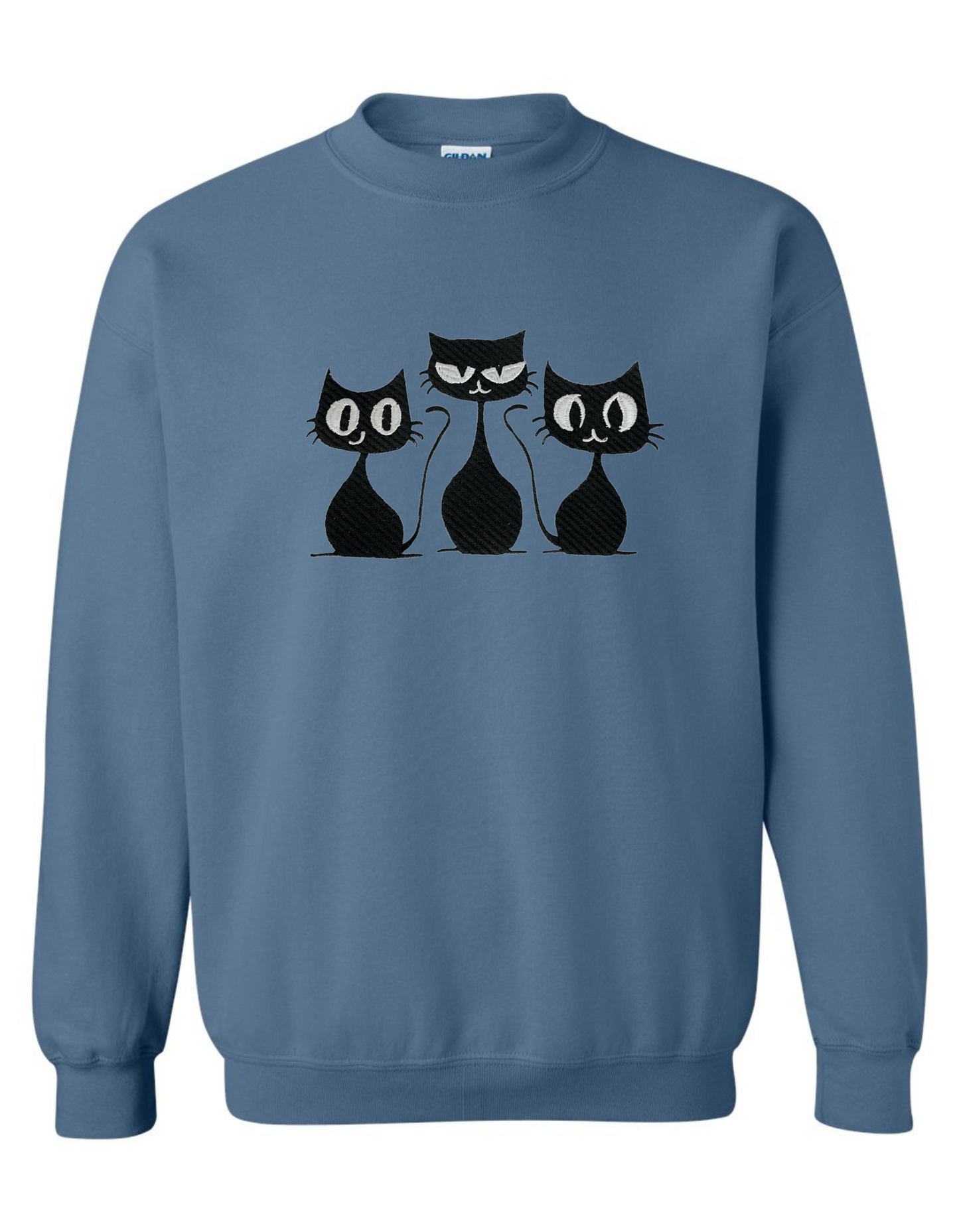 Embroidered 'Grumpy Cats' Crewneck Sweatshirt - Cat Themed Apparel