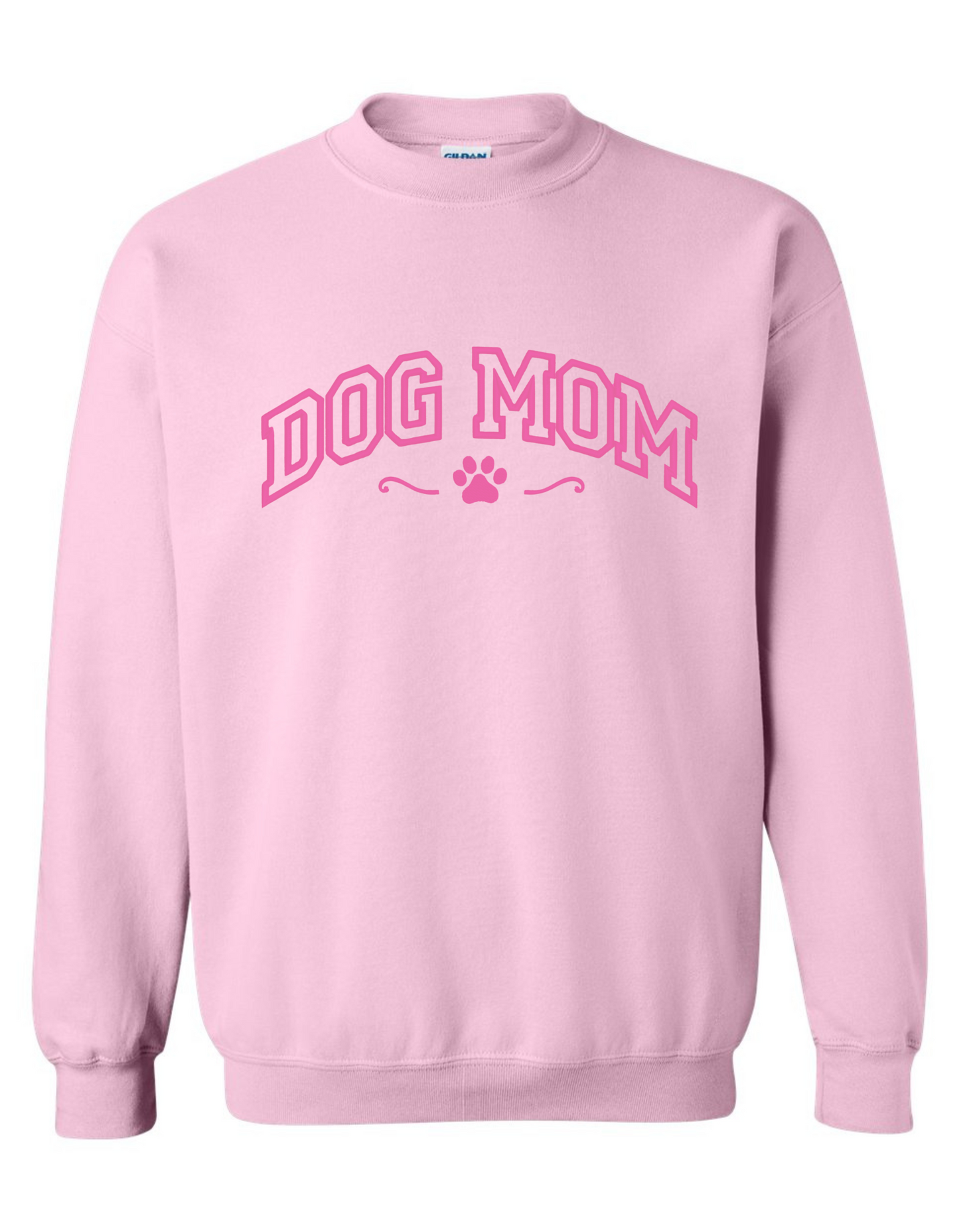 Dog Mom Embroidered Sweatshirt – Cozy Gildan Crewneck Pullover for Women, Pet Lover Gift