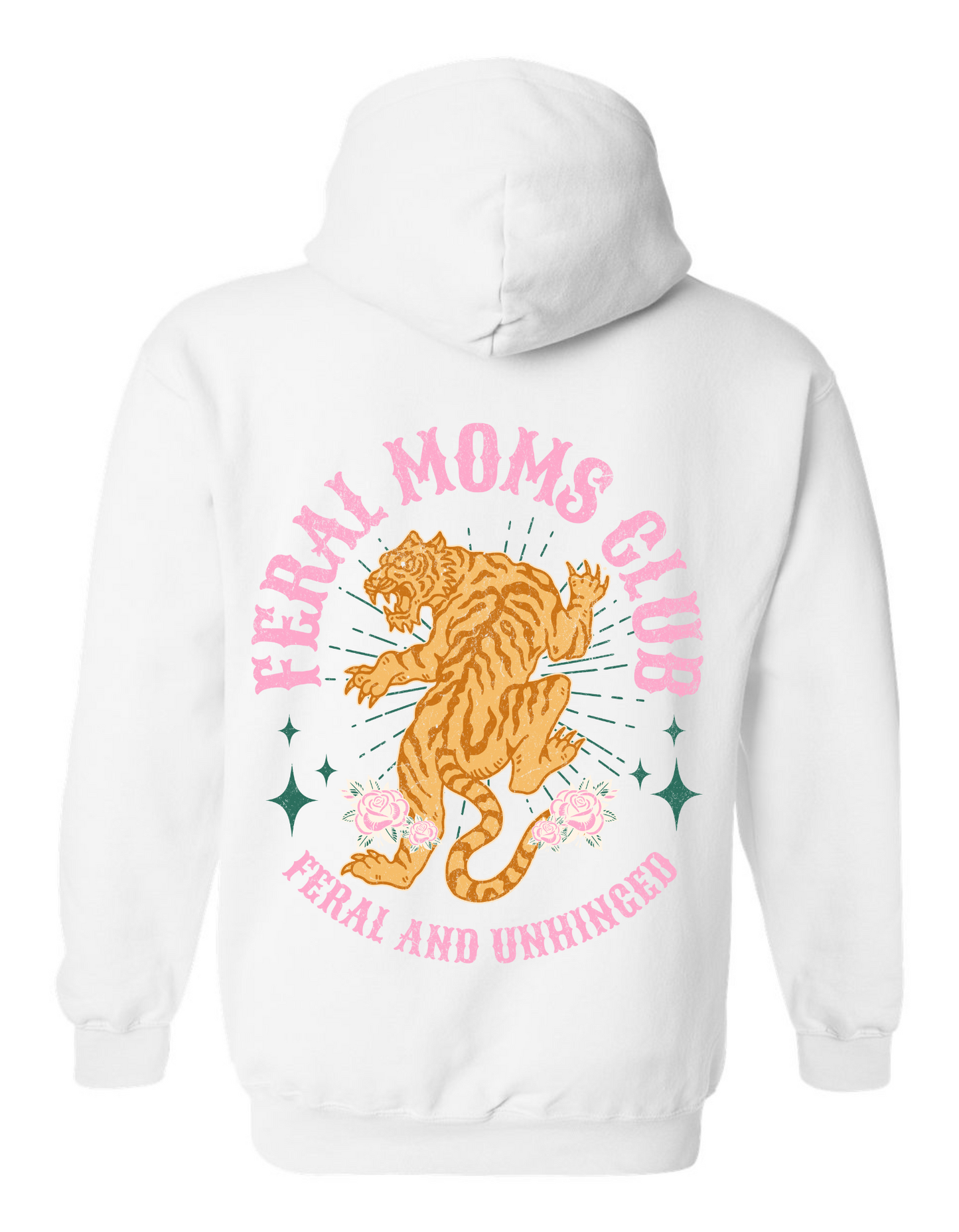 'Feral Mom's Club' Hoodie - Feral & Unhinged Sweatshirt for Mom | Mom Life Apparel | Mom Crew Graphic Hoodie | Feral Mom Humor Hoodie