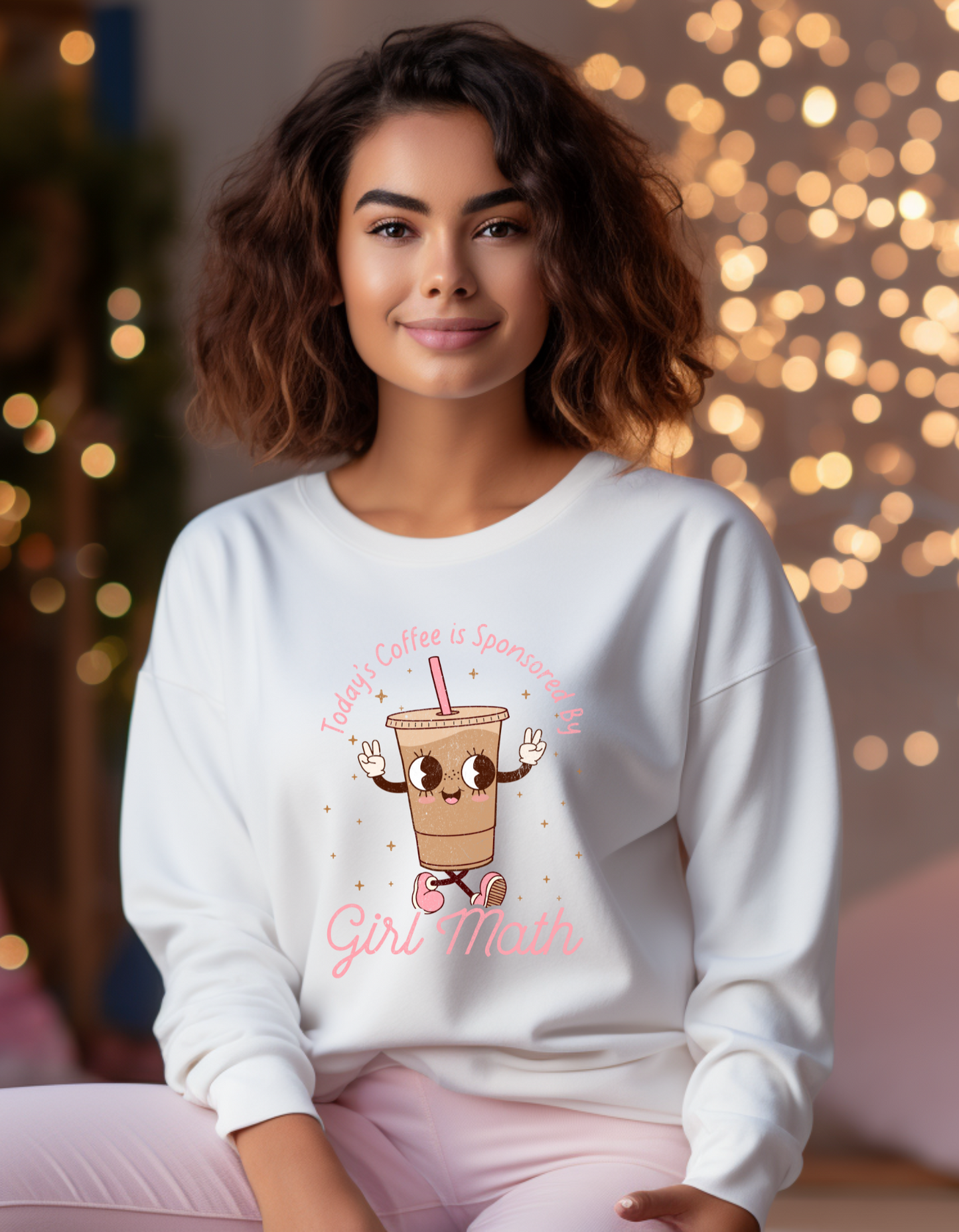 "Today's Coffee is Inspired by Girl Math" Graphic Sweatshirt - Funny Gildan Heavy Blend Sweatshirt