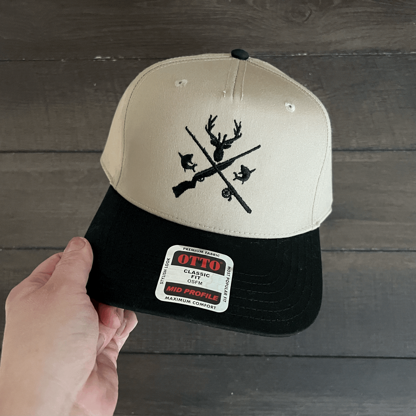 Huntin & Fishing Embroidered Otto Trucker Hat – Outdoor Snapback Cap for Hunters & Fishermen