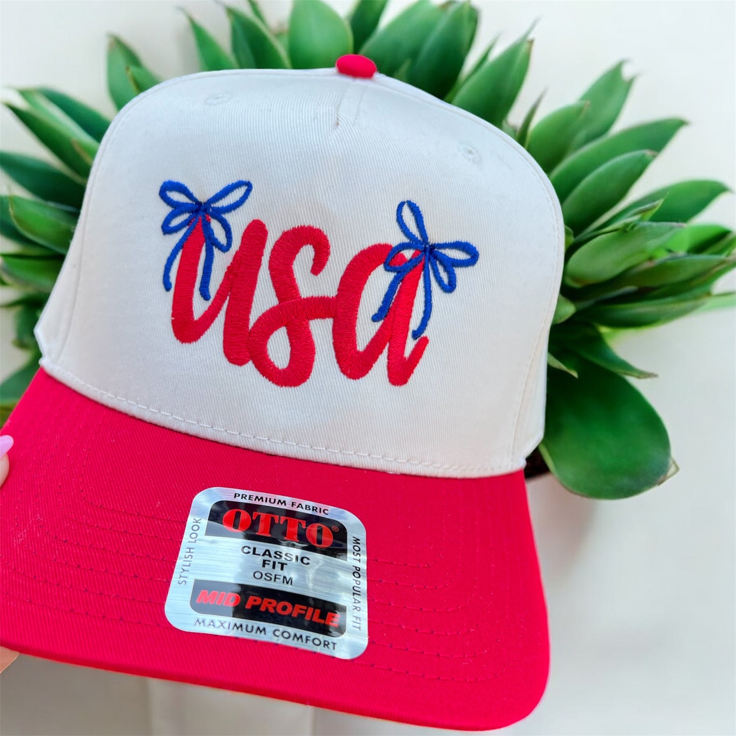 USA Embroidered Otto Snapback Hat – Patriotic Trucker Cap with Bold Graphic Stitching