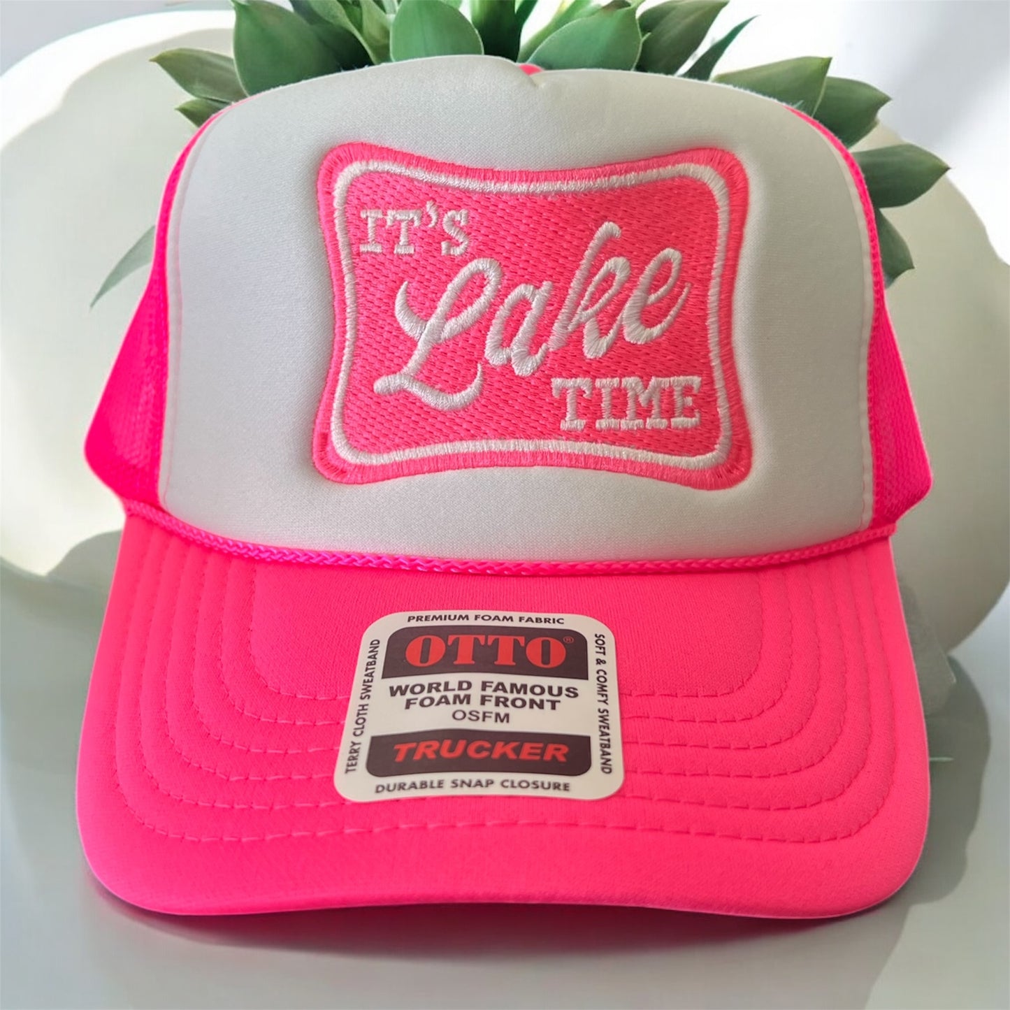 It’s Lake Time Embroidered Snapback Hat – Otto Foam Trucker Cap for Summer, Lake Days & Boat Life