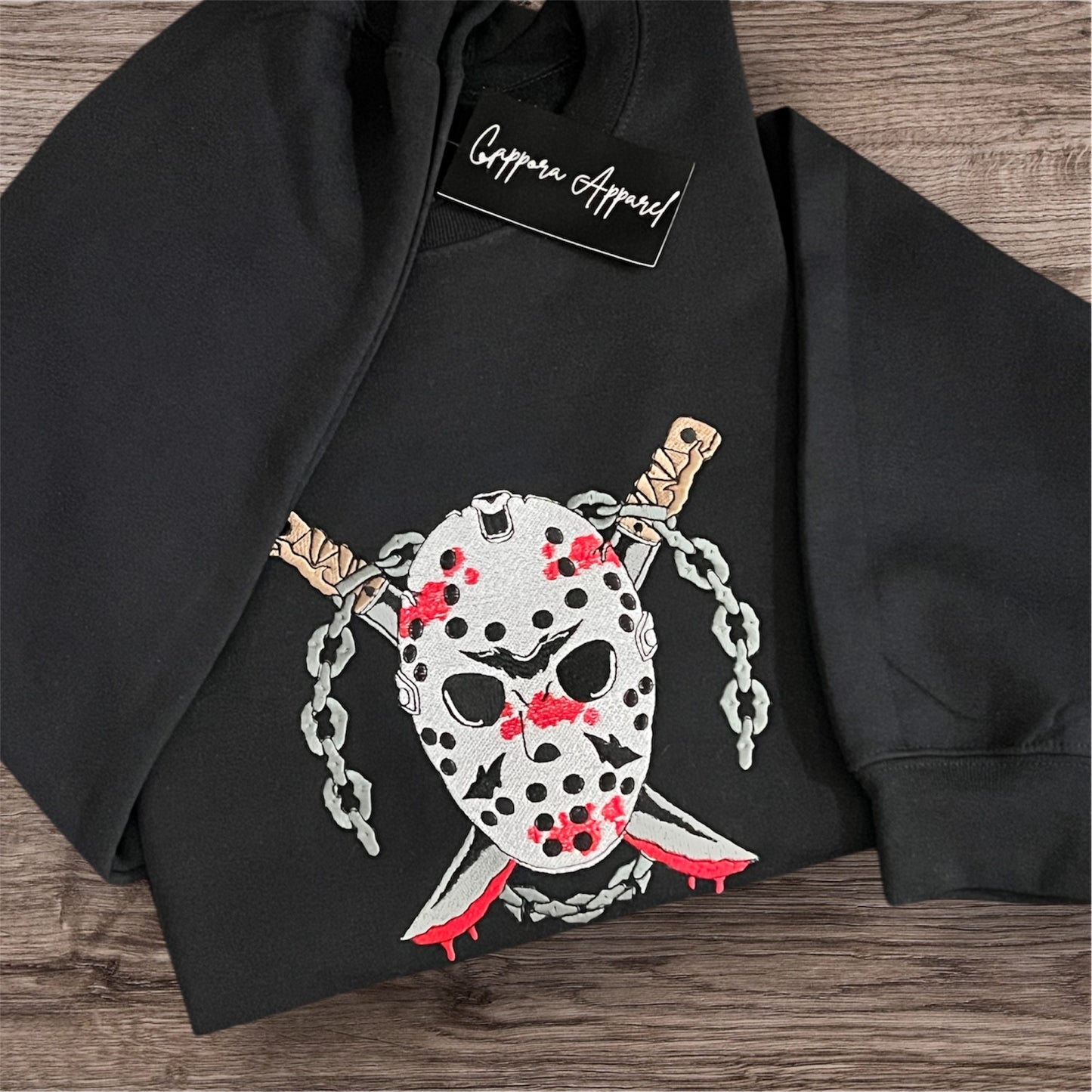 Embroidered Bloody Knife Killer Crewneck | Horror Graphic Gildan Sweatshirt | Scary Halloween Embroidery Pullover