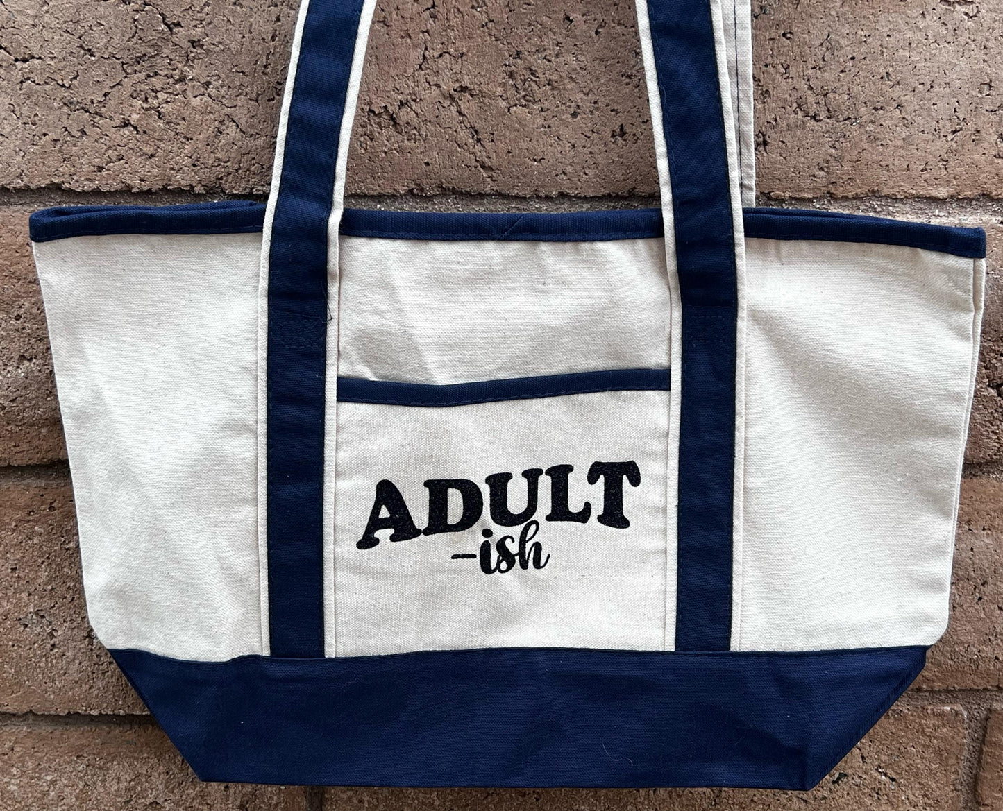 Adult-ish Canvas Tote Bag – Funny Reusable Bag for Everyday, Work, School, or Groceries
