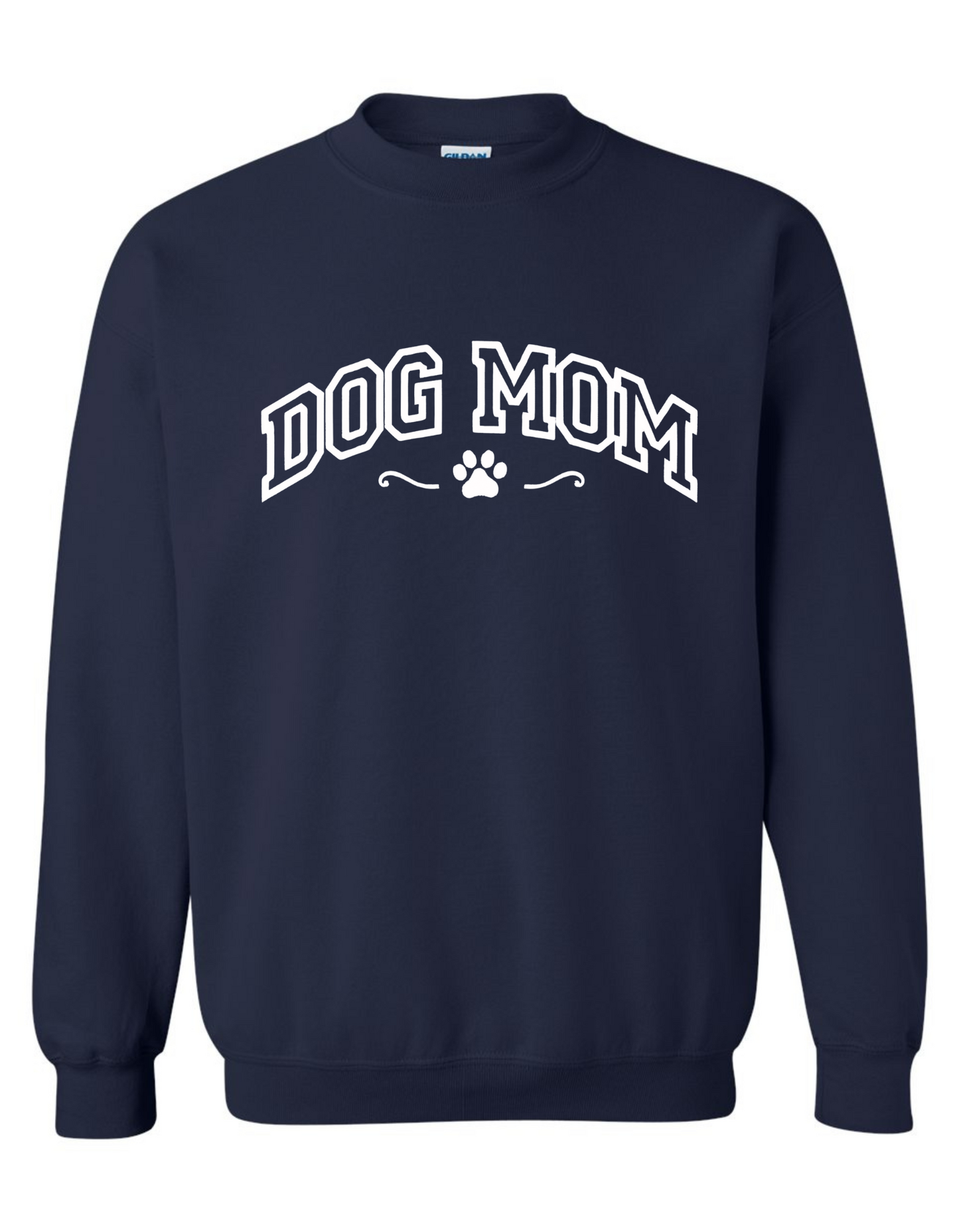 Dog Mom Embroidered Sweatshirt – Cozy Gildan Crewneck Pullover for Women, Pet Lover Gift
