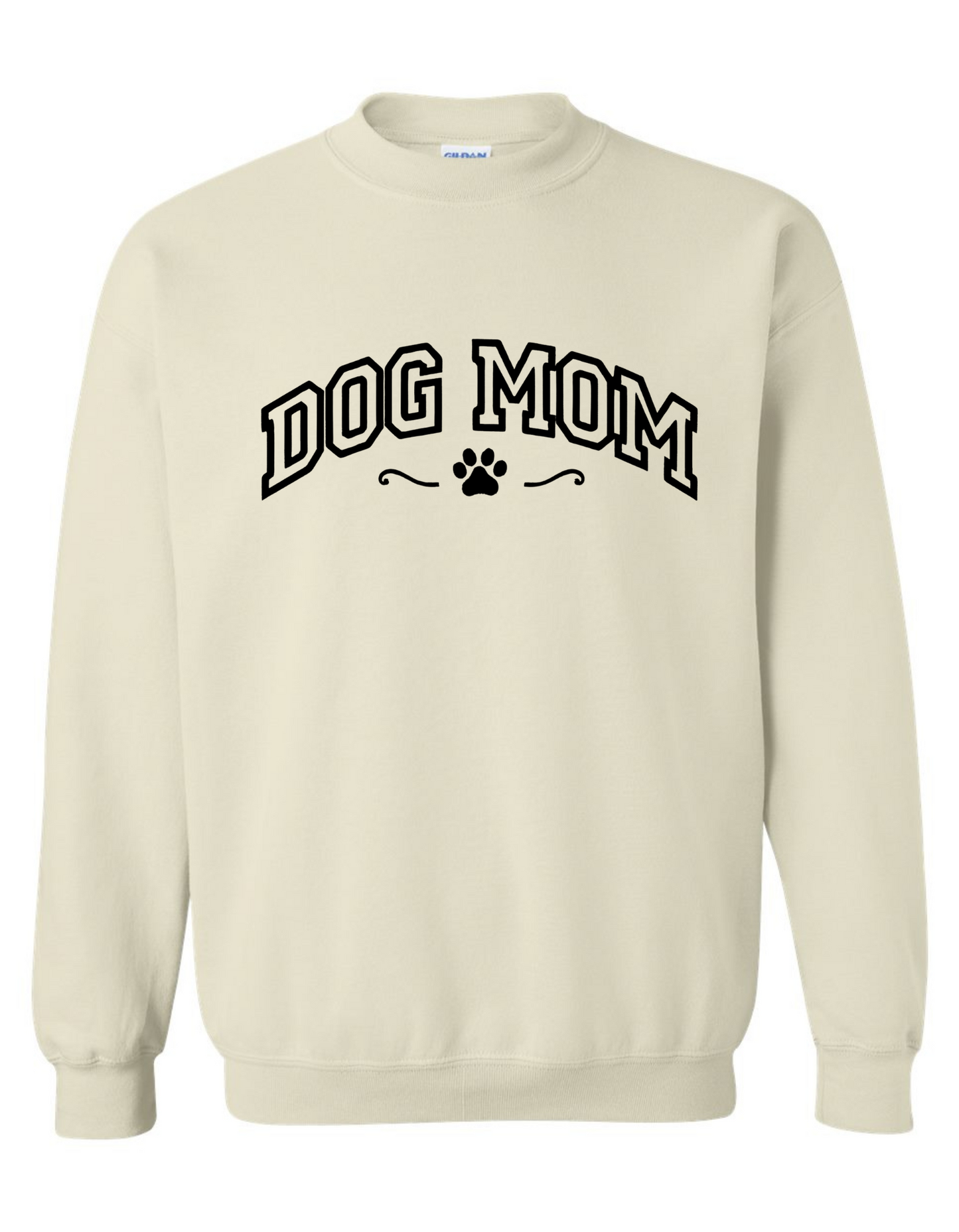 Dog Mom Embroidered Sweatshirt – Cozy Gildan Crewneck Pullover for Women, Pet Lover Gift