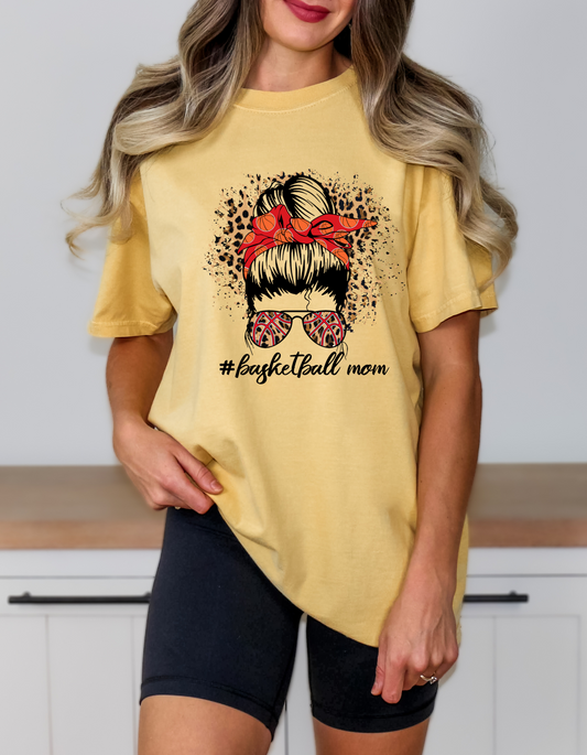 Comfort Colors® 'Basketball Mom' T-Shirt | Mom Life Basketball Tee | Retro Basketball Mom T-Shirt | Athletic Mom Tee