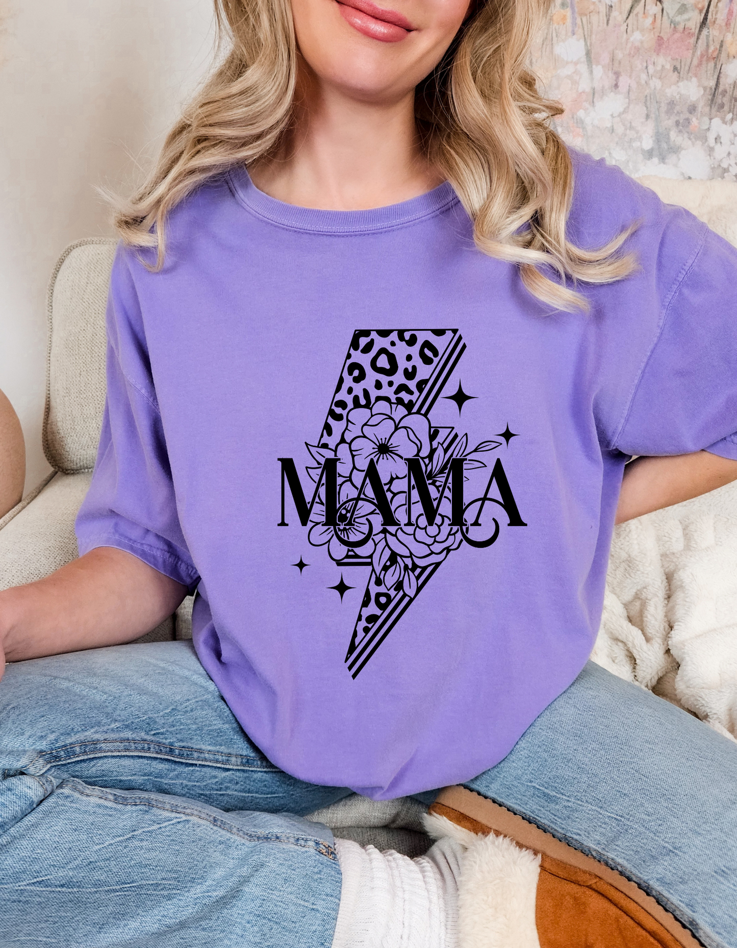 Comfort Colors® 'Mama Lightning Bolt' T-Shirt | Everyday Mom Tee | Empowering Mama Shirt | Mama Graphic Tee