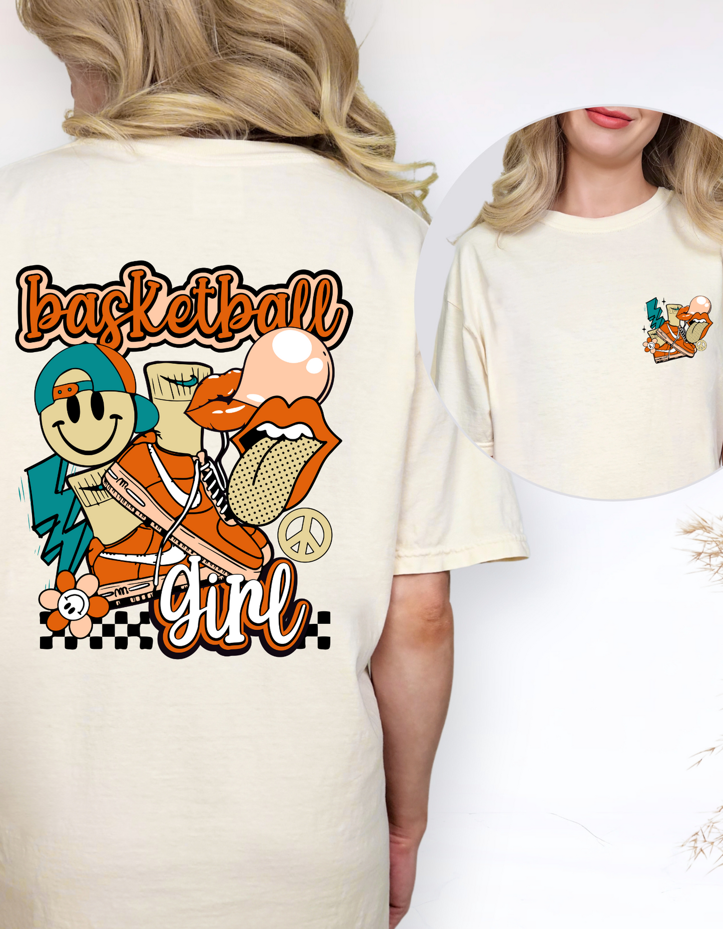 Basketball Girl Graphic Tee – Comfort Colors T-Shirt for Women & Girls | Retro Sports Style