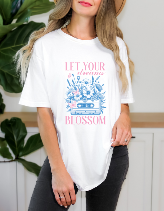 Comfort Colors® 'Let Your Dreams Blossom' T-Shirt | Inspirational Quote T-Shirt | Vintage Style Floral Tee | Nature-Inspired Graphic Tee