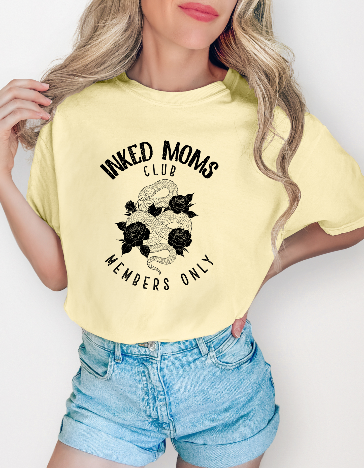 Inked Mom Club - Checkered Graphic Comfort Color Tee – Soft & Stylish T-Shirt for Moms