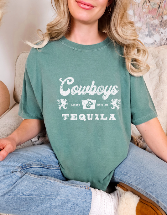 Comfort Colors® 'Cowboys & Tequila' T-Shirt | Country Concert T-Shirt | Vintage Western Graphic Shirt | Rodeo Night Outfit Tee