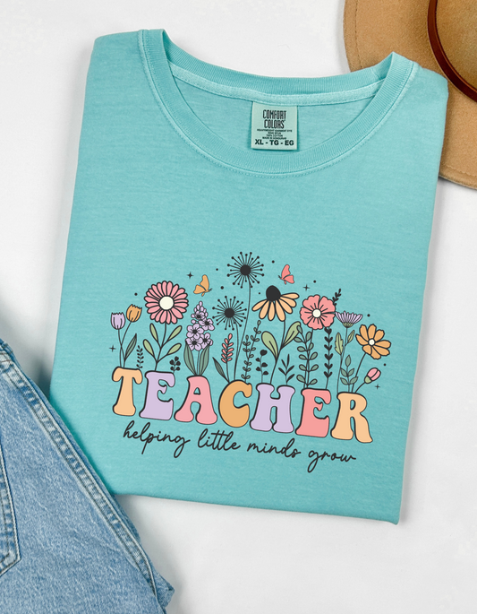 Comfort Colors® 'Helping Little Minds Grow' T-Shirt | Teacher Appreciation Graphic Tee | Motivational Teacher T-Shirt | Teacher Life Apparel