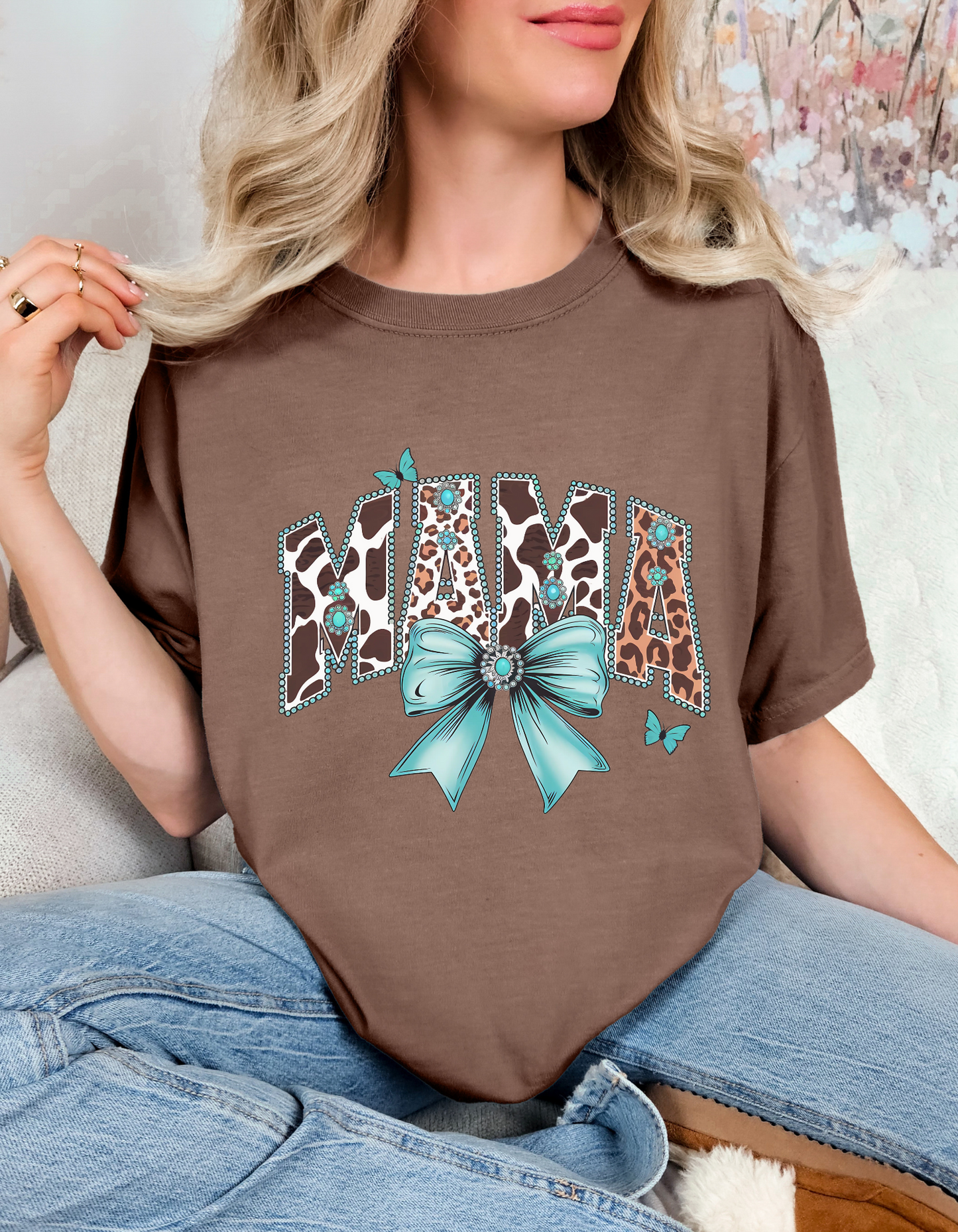 Comfort Colors® 'Turquoise Mama' T-Shirt | Boho Mom Tee | Mom Life Tee | Mama Graphic Tee