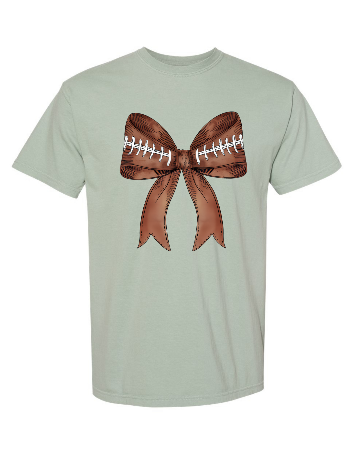 Comfort Colors® 'Football Bow' T-Shirt | Women’s Game Day Fashion | Girly Football T-Shirt | Bow and Football Graphic Tee