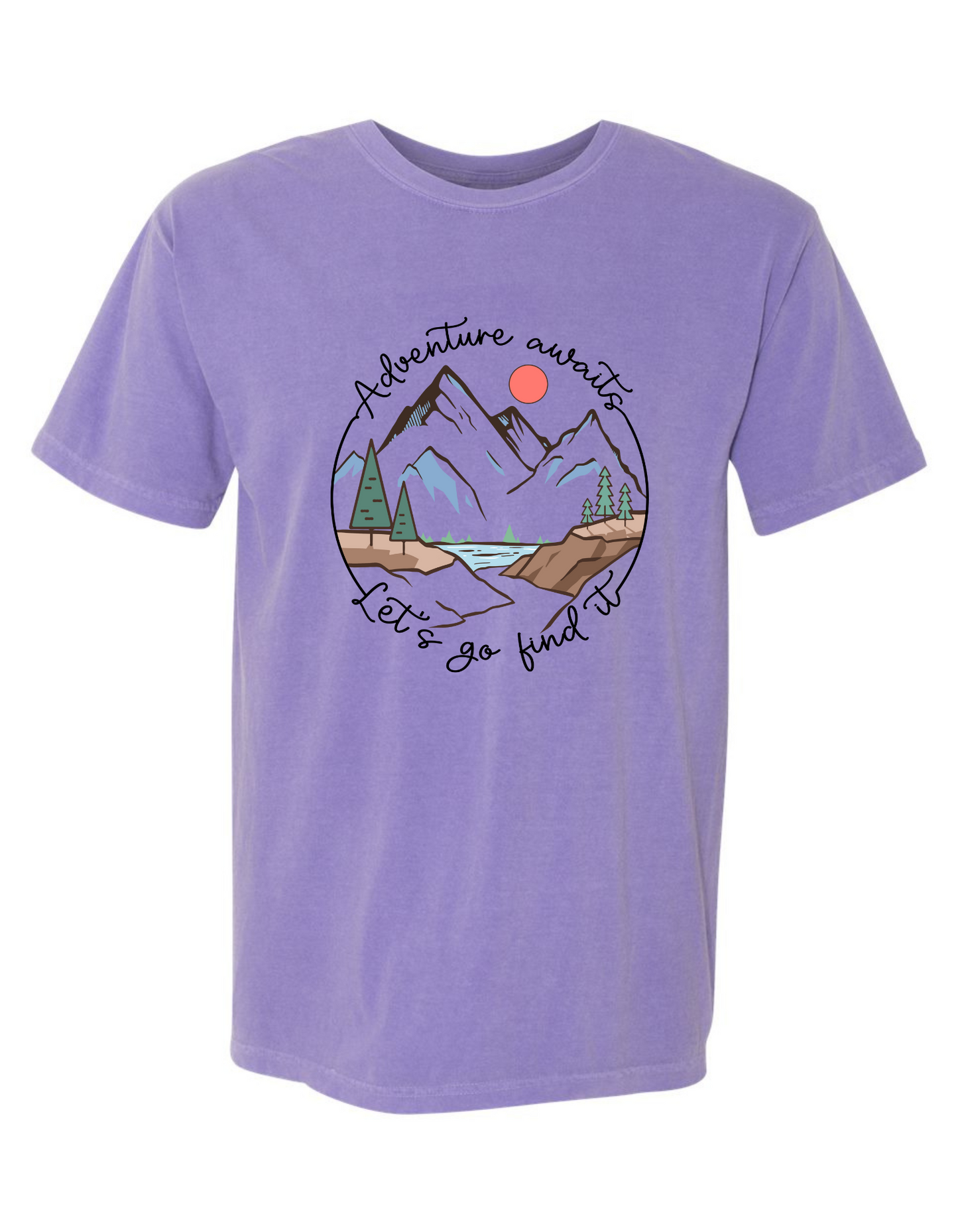 Comfort Colors® 'Adventure Awaits, Let's Go Find It' T-Shirt | Adventure Seekers Shirt, Journey Begins Tee, Adventurous Spirit T-Shirt, Hiking Adventure Shirt