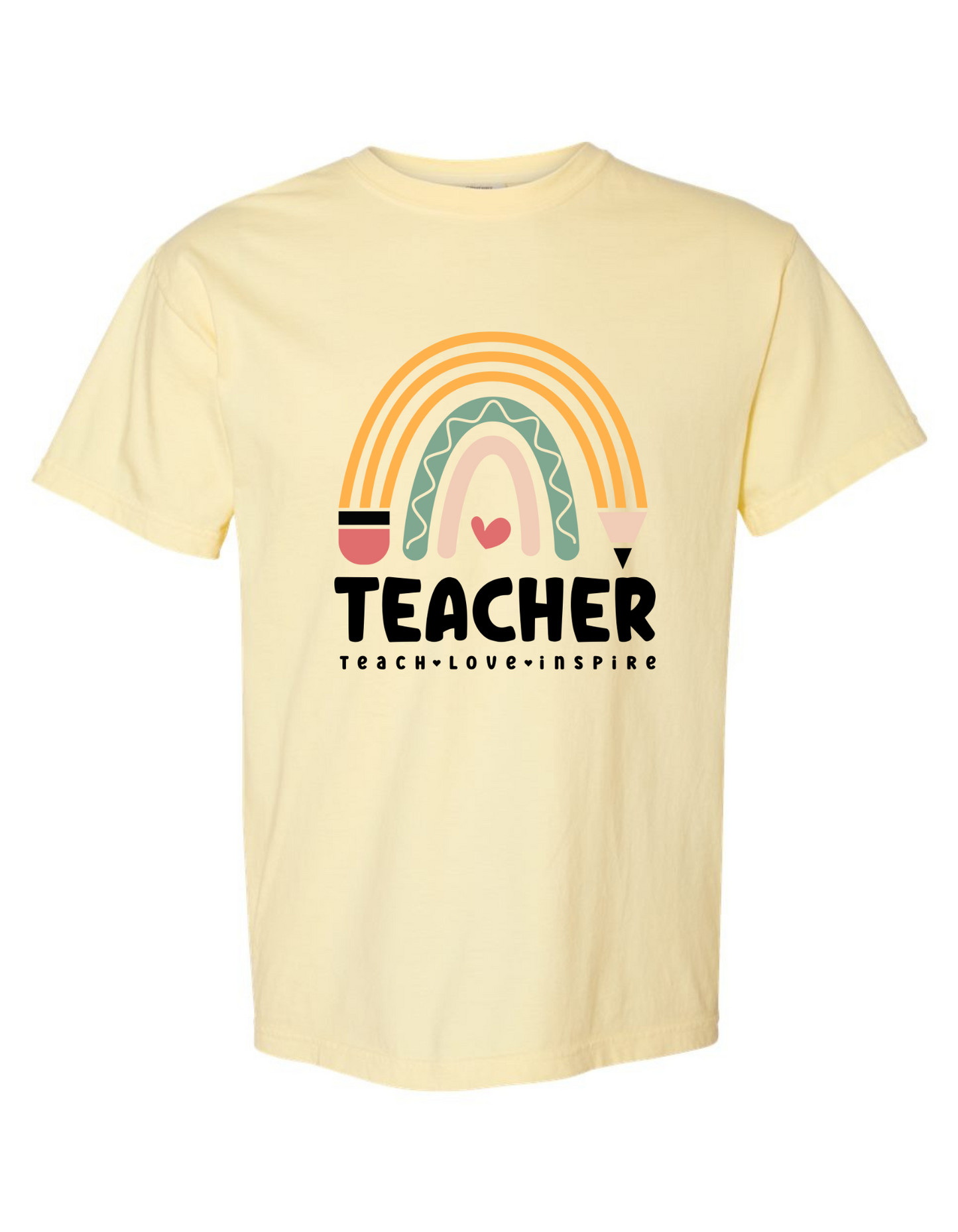 Comfort Colors® 'Teach, Love, Inspire' T-Shirt | Teacher Life T-Shirt | Gift for Educators | Inspirational Teacher Tee