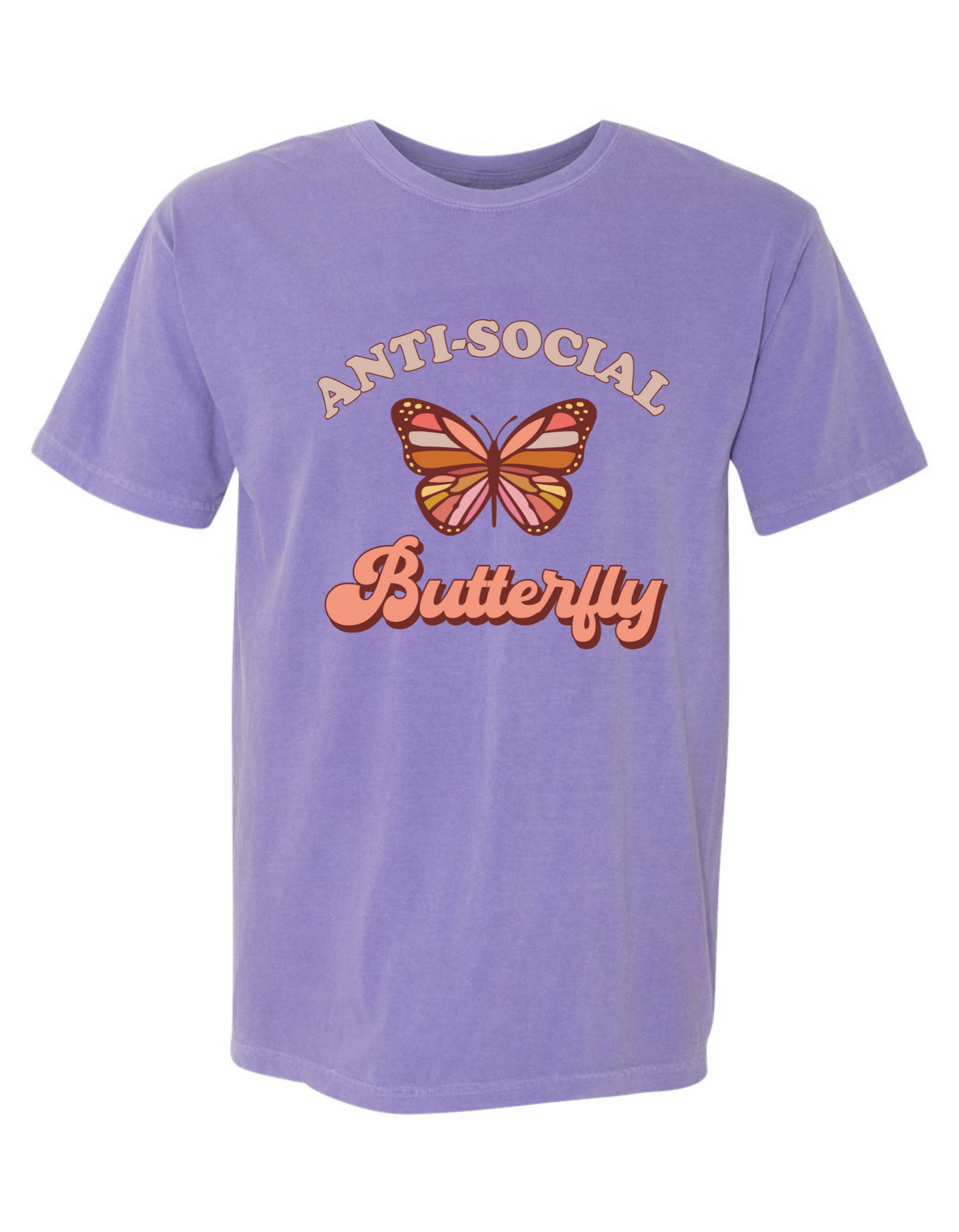 Comfort Colors® 'Anti-Social Butterfly' T-Shirt | Anti-Social Humor Tee | Quirky Slogan Graphic Shirt | Introvert Shirt