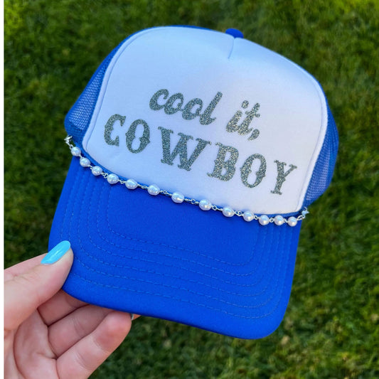 Otto® 'Cool it Cowboy' Foam Snapback Cap w/Chain | Country Music Festival Hat | Retro Western Hat | Trendy Cowboy Cap