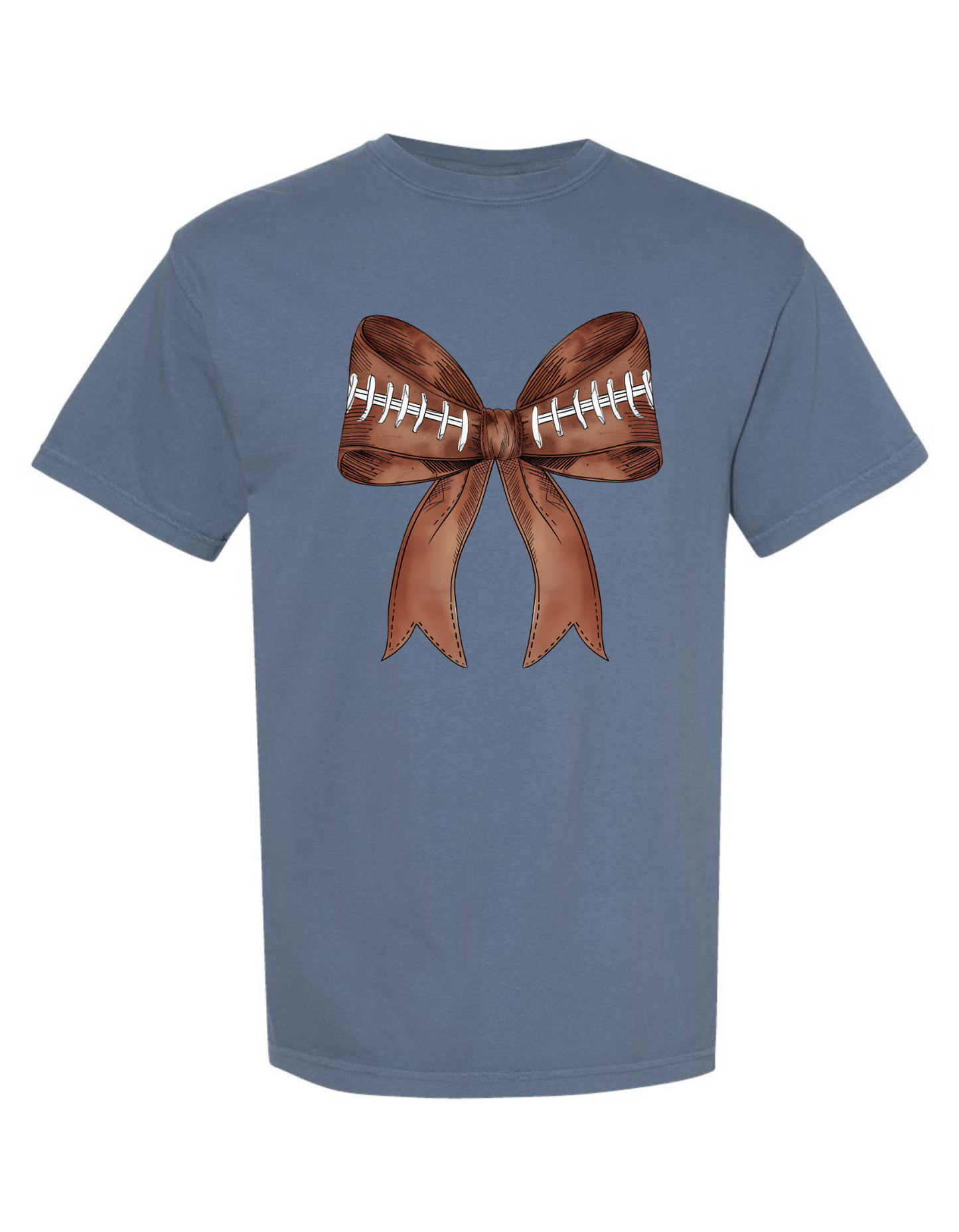 Comfort Colors® 'Football Bow' T-Shirt | Women’s Game Day Fashion | Girly Football T-Shirt | Bow and Football Graphic Tee