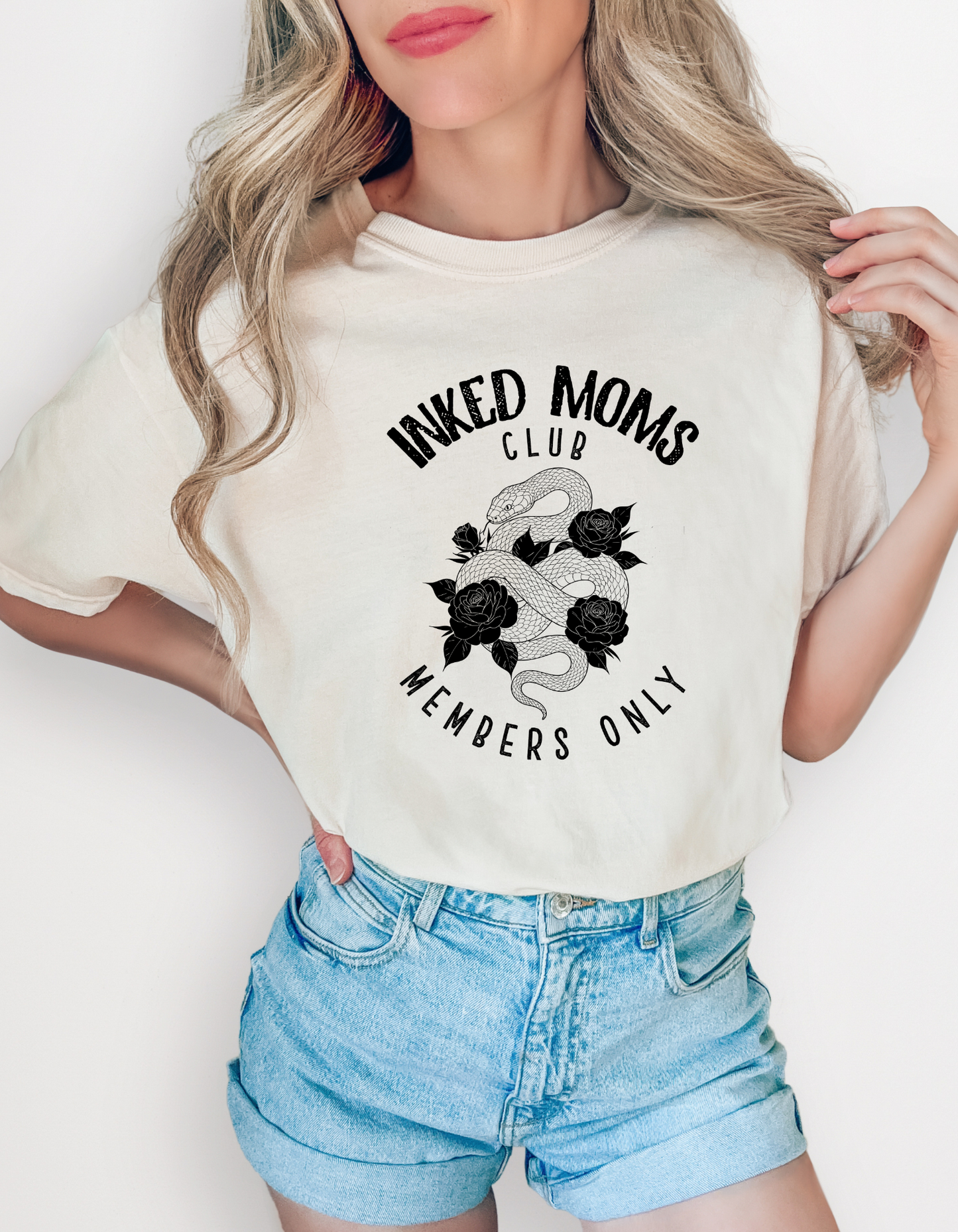 Inked Mom Club - Checkered Graphic Comfort Color Tee – Soft & Stylish T-Shirt for Moms