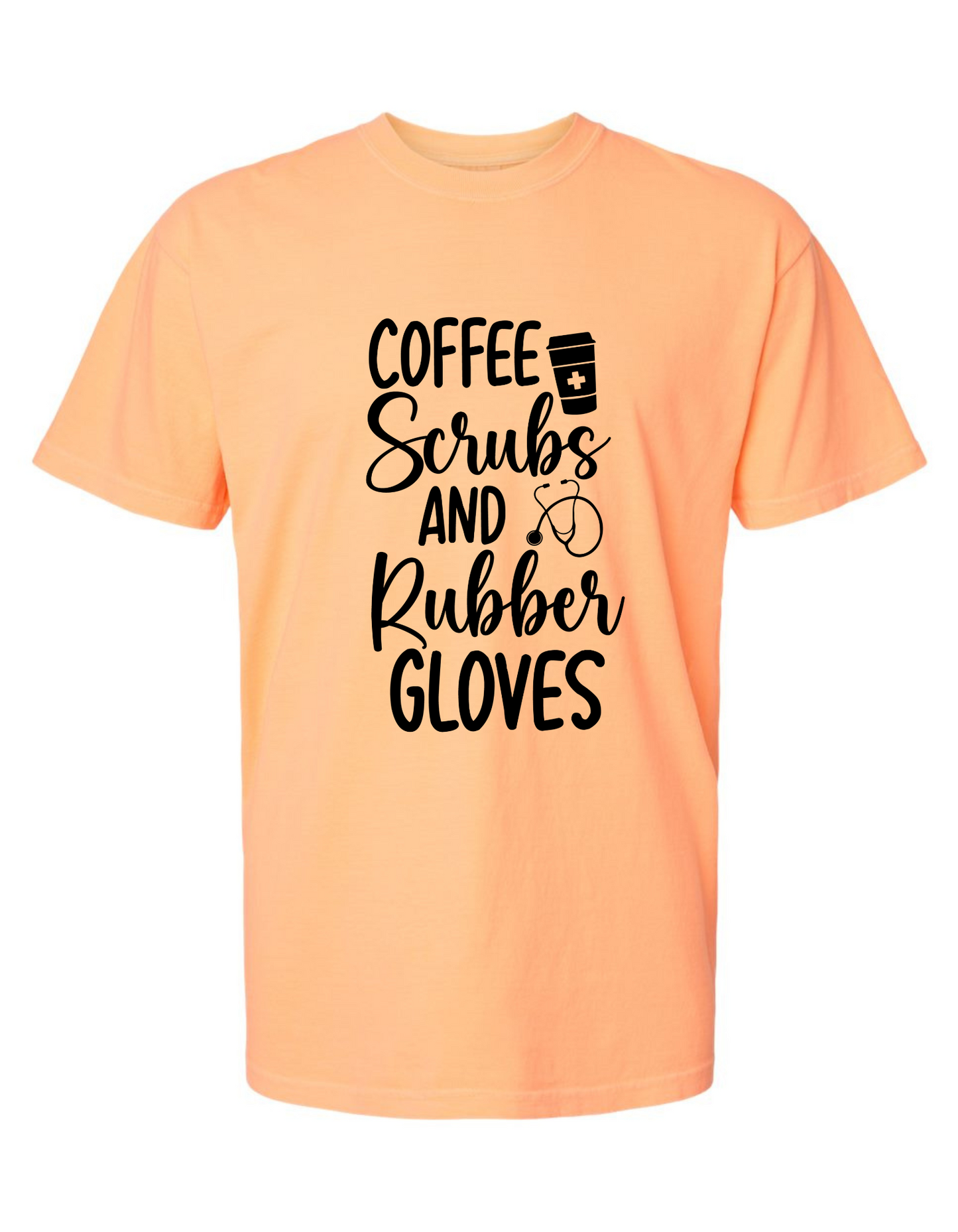 Comfort Colors® 'Coffee Scrubs & Rubber Gloves' T-Shirt | LPN CNA Doctor Shirt | Hospital Worker T-Shirt | Nurse Life Graphic Tee