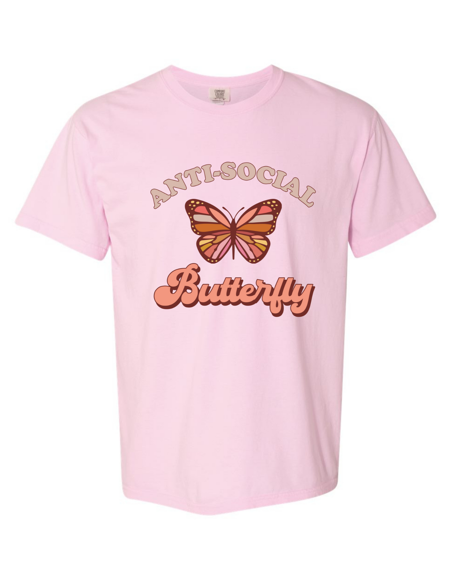 Comfort Colors® 'Anti-Social Butterfly' T-Shirt | Anti-Social Humor Tee | Quirky Slogan Graphic Shirt | Introvert Shirt