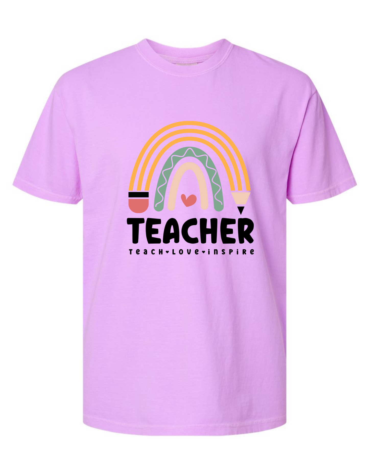 Comfort Colors® 'Teach, Love, Inspire' T-Shirt | Teacher Life T-Shirt | Gift for Educators | Inspirational Teacher Tee