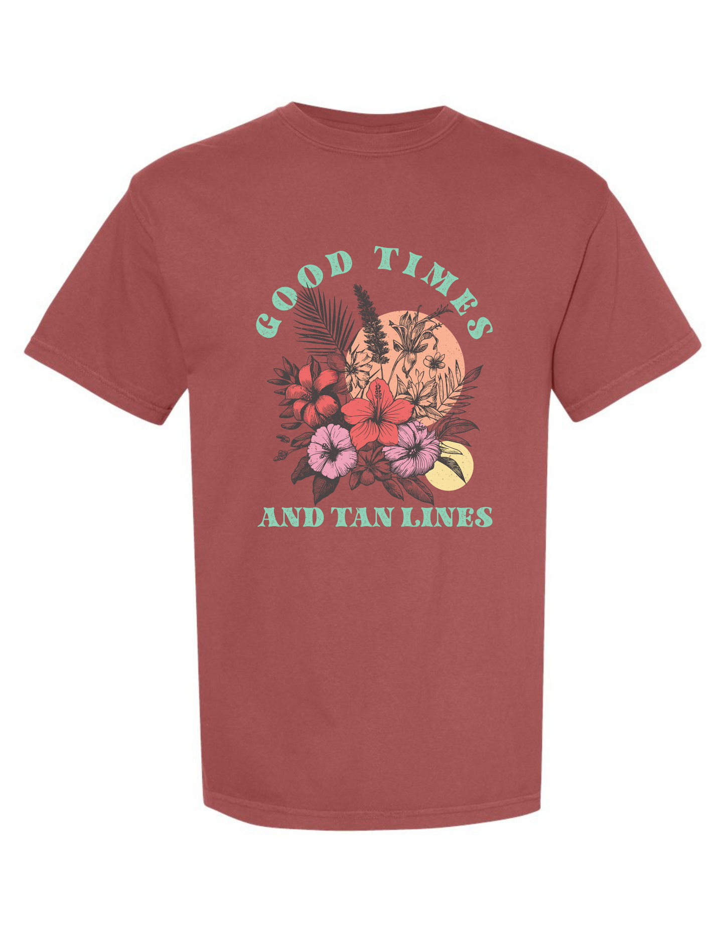 Comfort Colors® 'Good Times & Tan Lines' T-Shirt | Boho Beachwear Graphic Tee | Sunshine & Relaxation Shirt | Vacation Mode Comfort Colors Tee