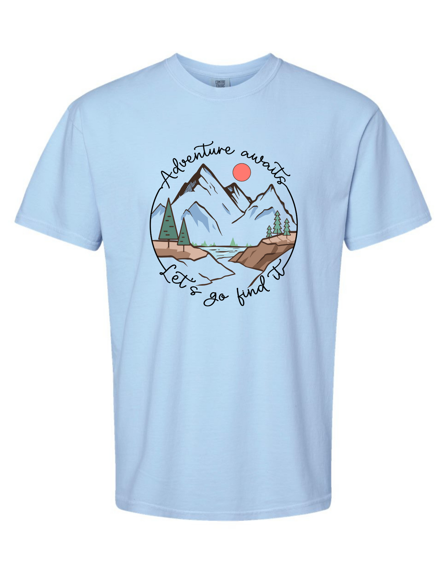 Comfort Colors® 'Adventure Awaits, Let's Go Find It' T-Shirt | Adventure Seekers Shirt, Journey Begins Tee, Adventurous Spirit T-Shirt, Hiking Adventure Shirt