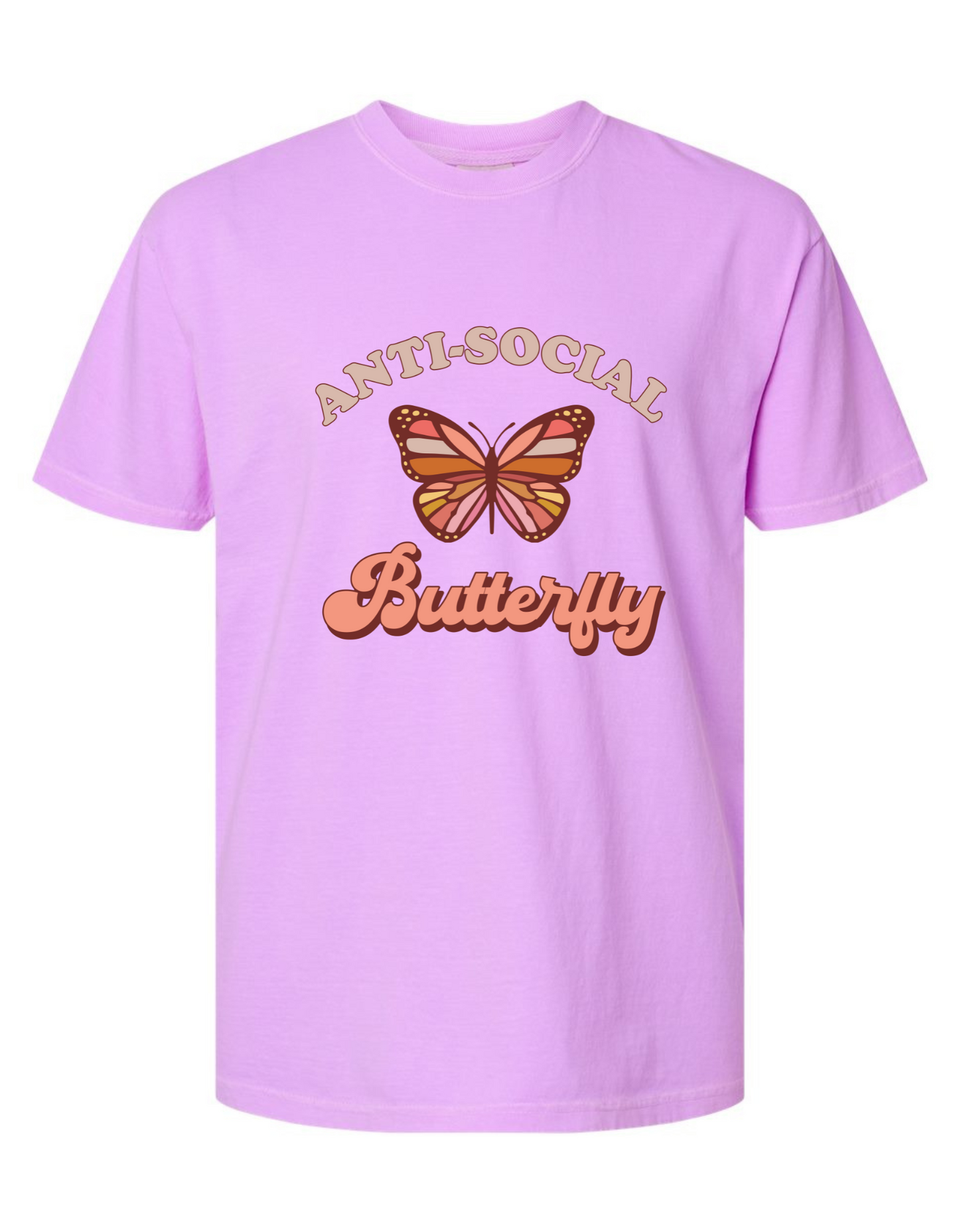 Comfort Colors® 'Anti-Social Butterfly' T-Shirt | Anti-Social Humor Tee | Quirky Slogan Graphic Shirt | Introvert Shirt