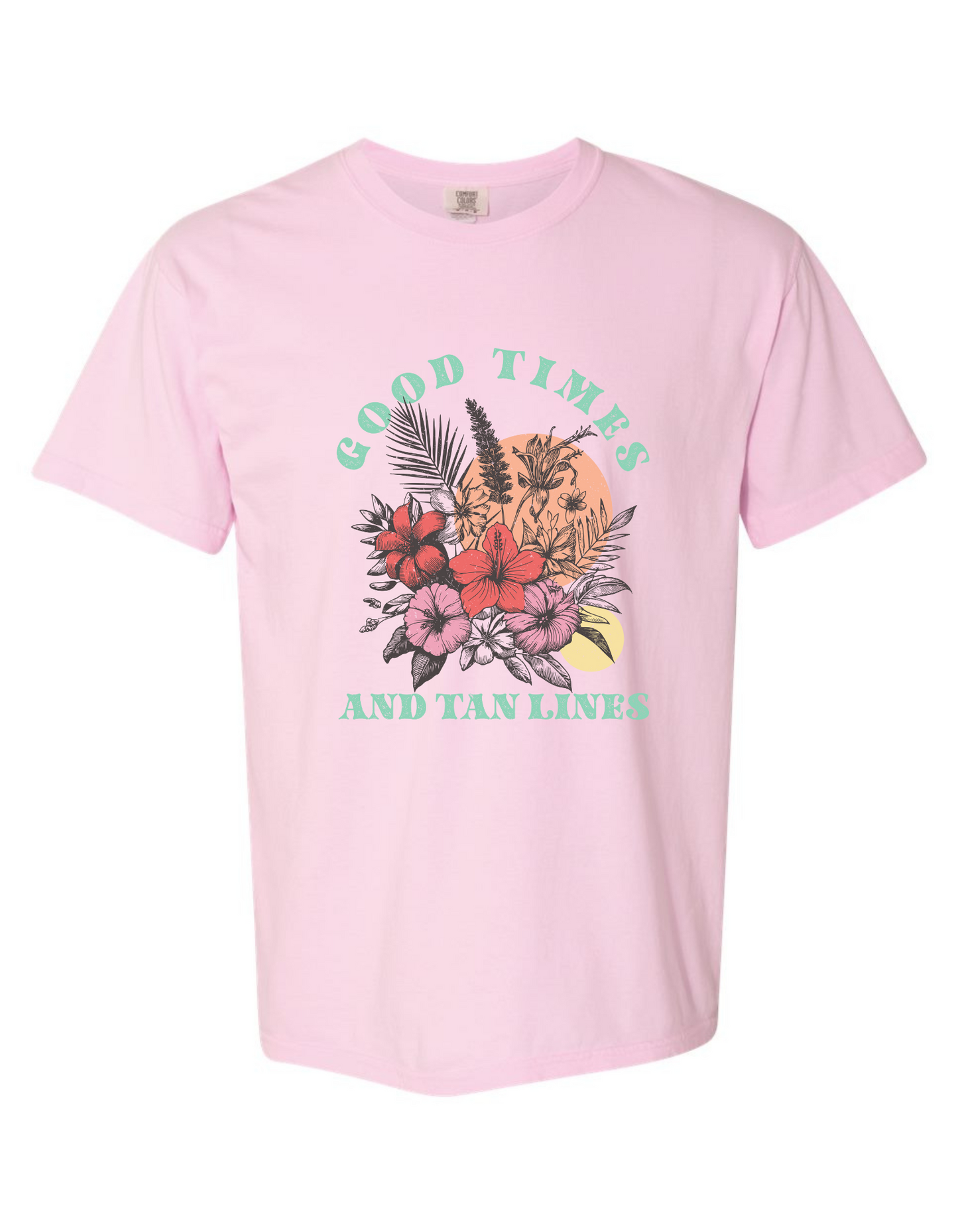 Comfort Colors® 'Good Times & Tan Lines' T-Shirt | Boho Beachwear Graphic Tee | Sunshine & Relaxation Shirt | Vacation Mode Comfort Colors Tee