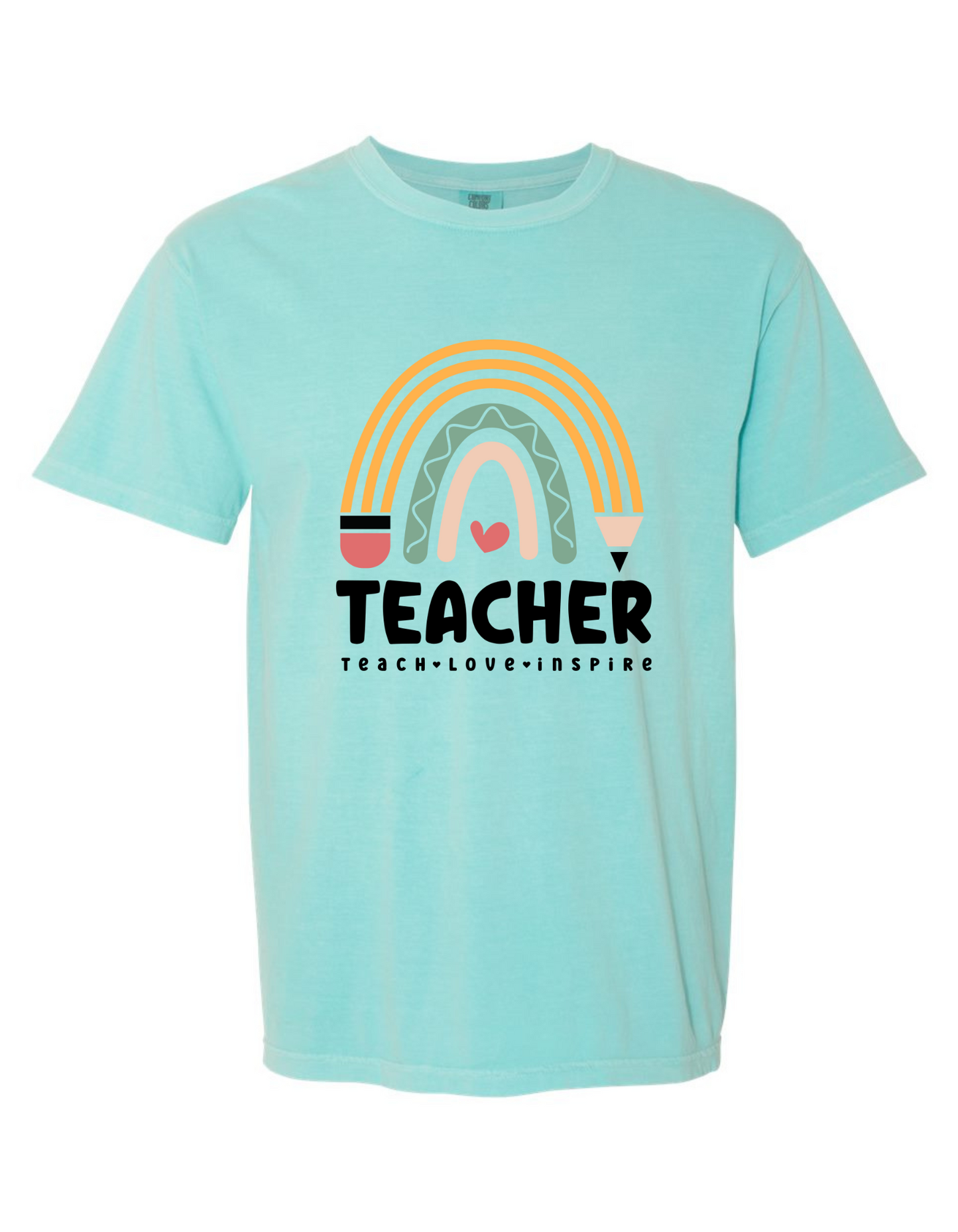 Comfort Colors® 'Teach, Love, Inspire' T-Shirt | Teacher Life T-Shirt | Gift for Educators | Inspirational Teacher Tee