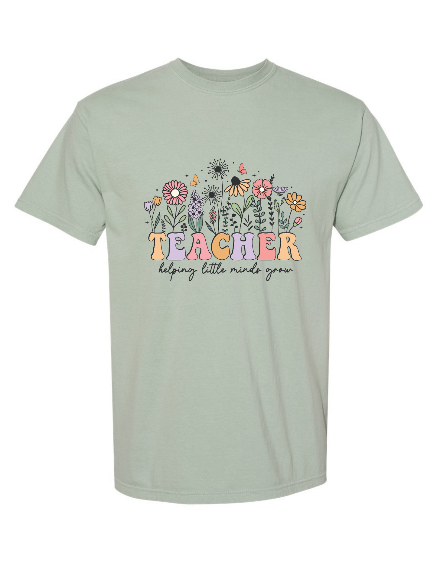 Helping Little Minds Grow Graphic Tee – Comfort Colors Teacher Shirt, Cute Educational T-Shirt