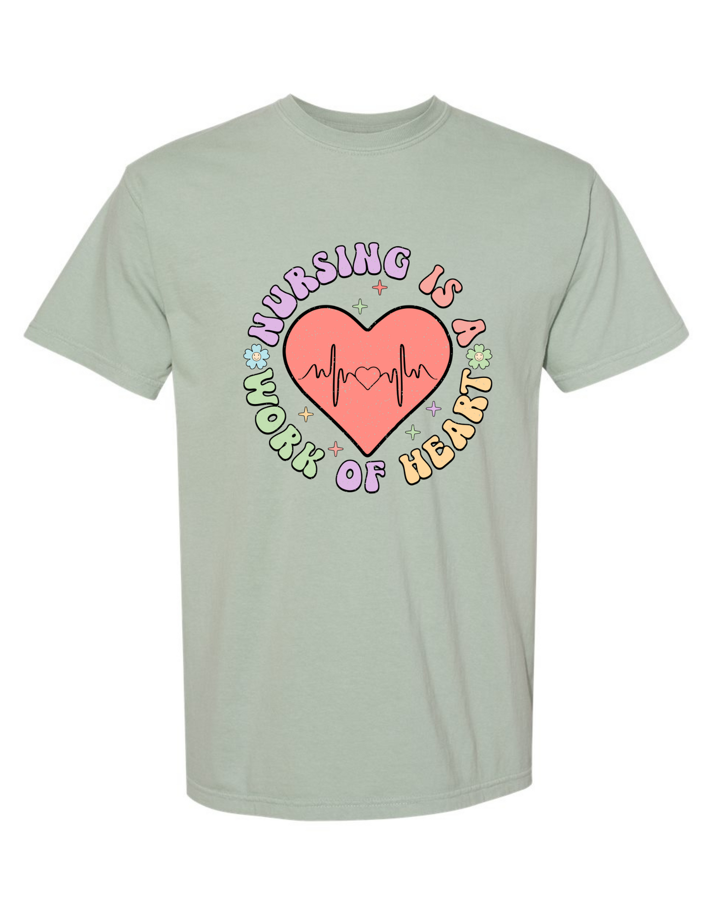 Comfort Colors® 'Nursing Is a Work of Heart' T- Shirt | Nurse Life Graphic Shirt | Inspirational Nurse Graphic Tee | Nursing Heart Design Shirt